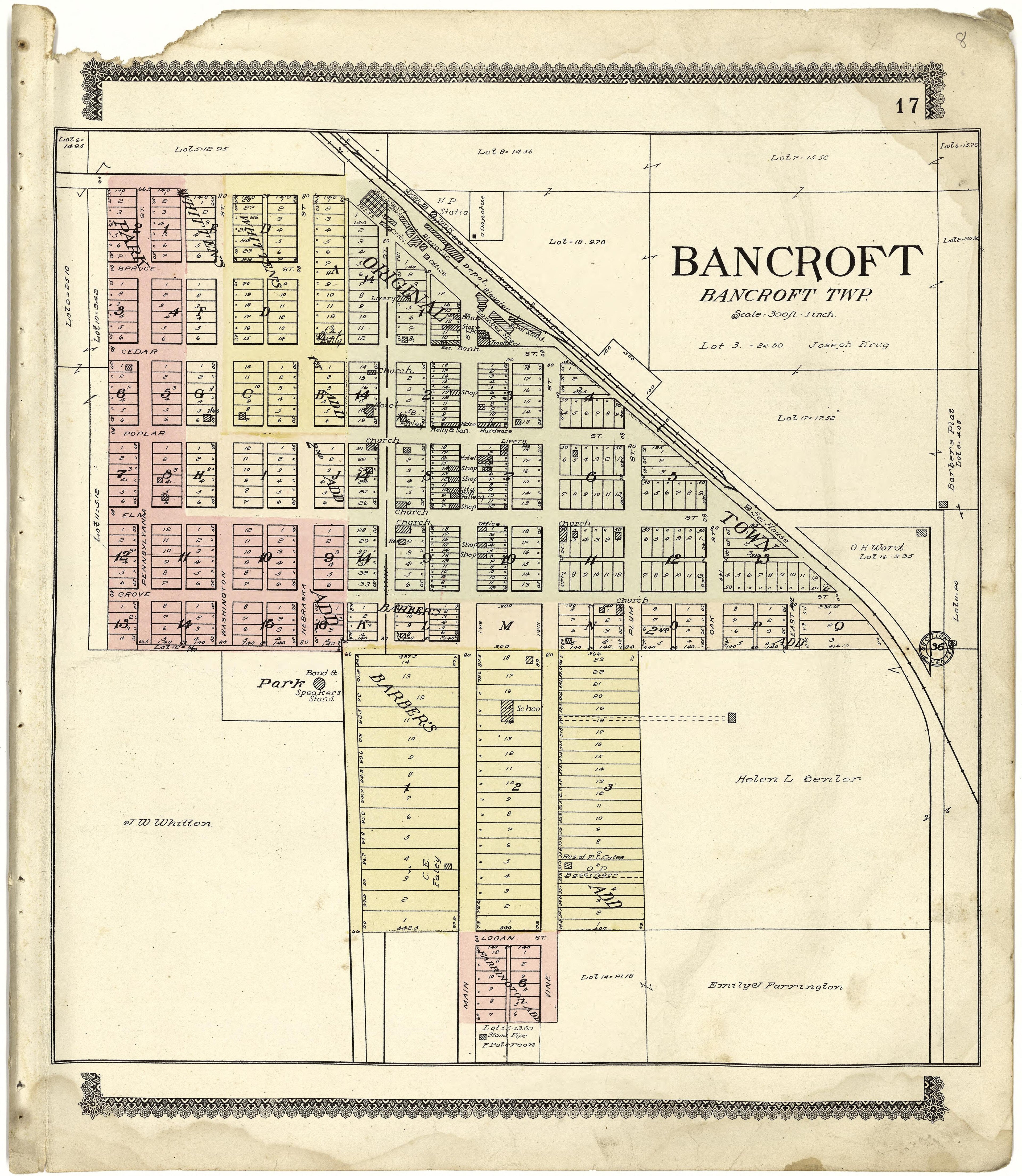 Bancroft from Standard Atlas of Cuming County, Nebraska : Including a Plat Book of the Villages, Cities and Townships of the County, Map of the State, United States and World, Patrons Directory, Reference Business … 1908 by Relic Map Company