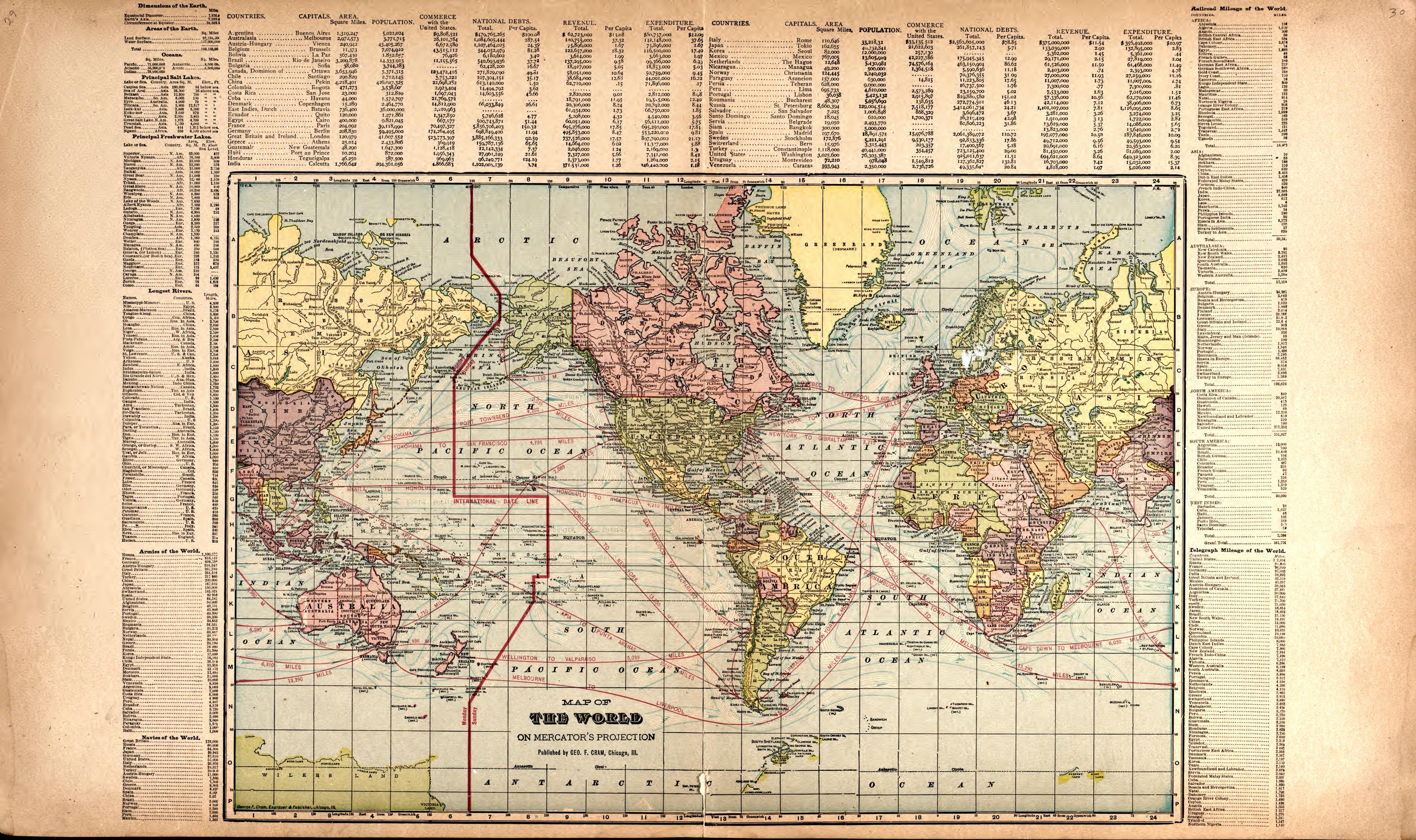 Map of the World from Standard Atlas of Foster County, North Dakota : Including a Plat Book of the Villages, Cities and Townships of the County, Map of the State, United States and World : Patrons Directory, … 1910 by Relic Map Company