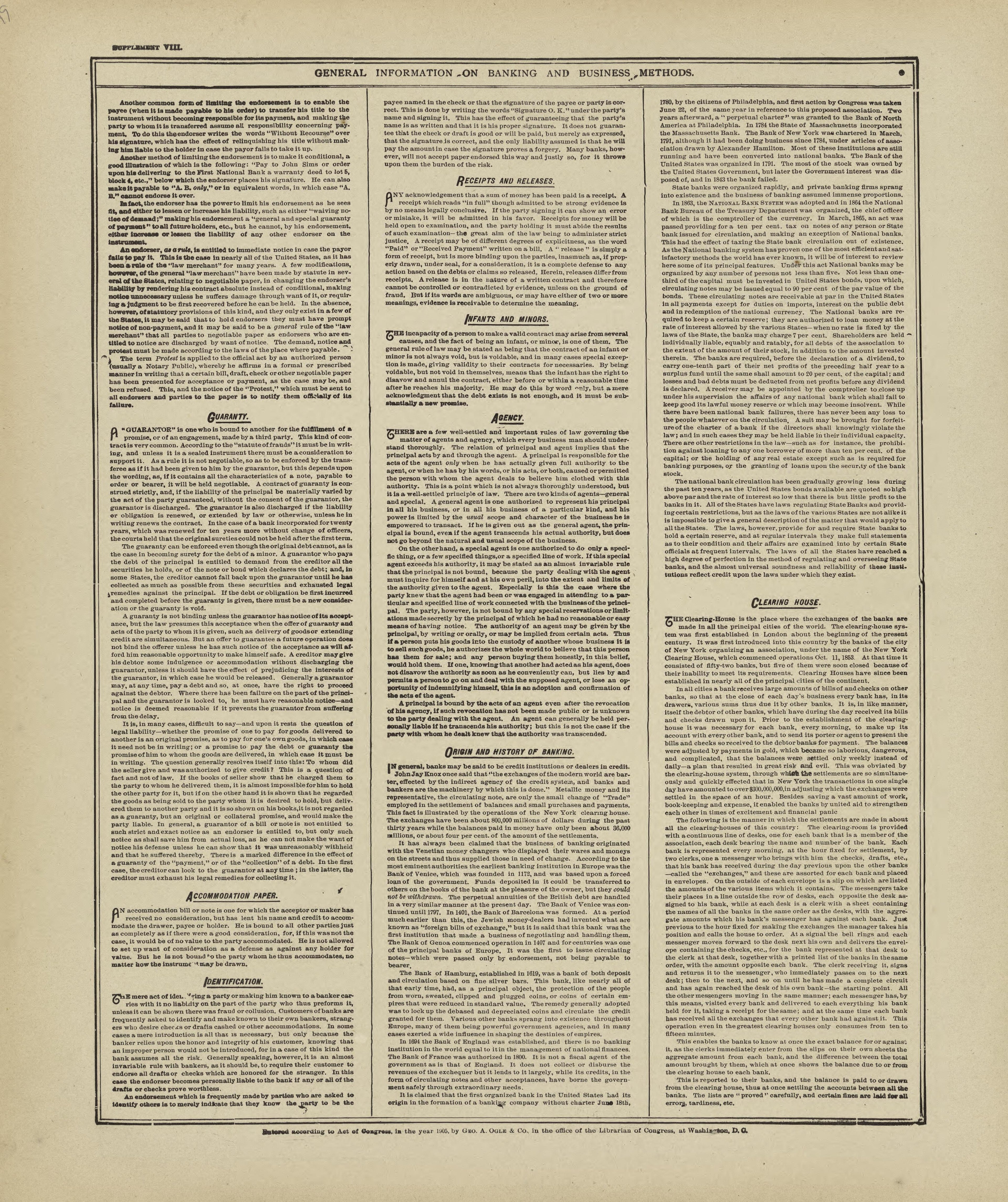 General Information On Banking and Business Methods - Continued from Standard Atlas of Marshall County, Indiana : Including a Plat Book of the Villages, Cities and Townships of the County, Map of the State, United States and World, Patrons Directory, ... by Relic Map Company