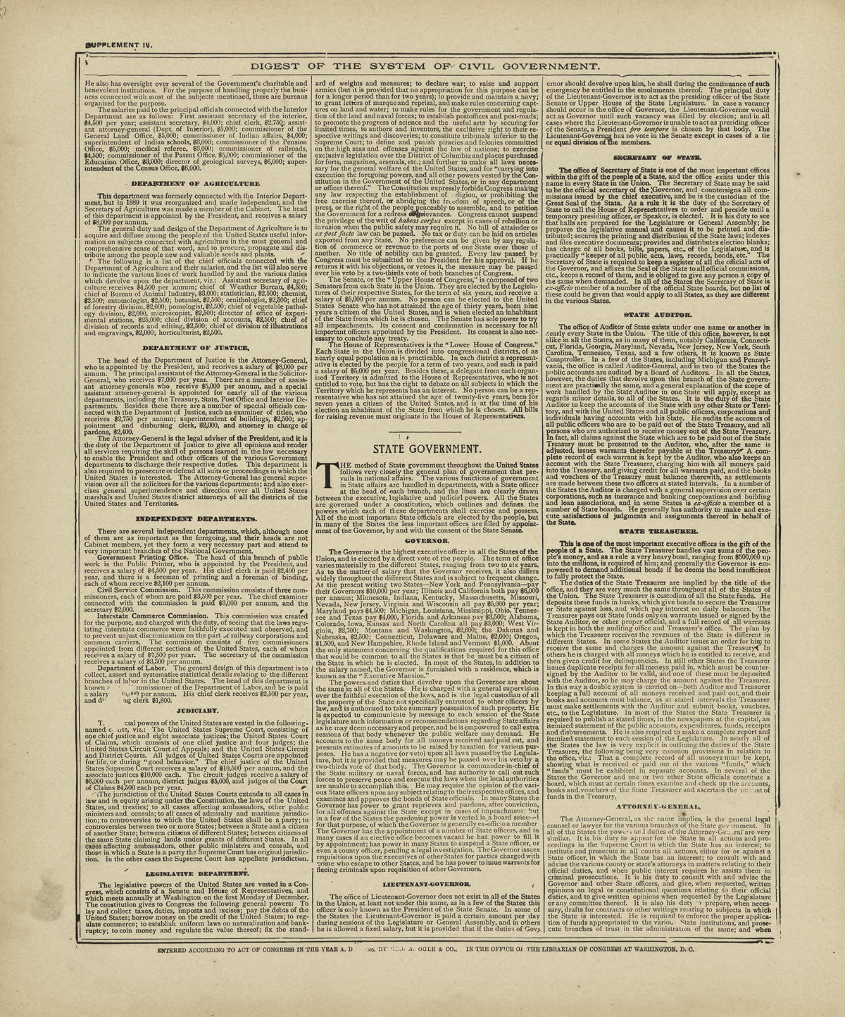 Digest of the System of Civil Government - Continued from Standard Atlas of Marshall County, Indiana : Including a Plat Book of the Villages, Cities and Townships of the County, Map of the State, United States and World, Patrons Directory, Reference B... by Relic Map Company