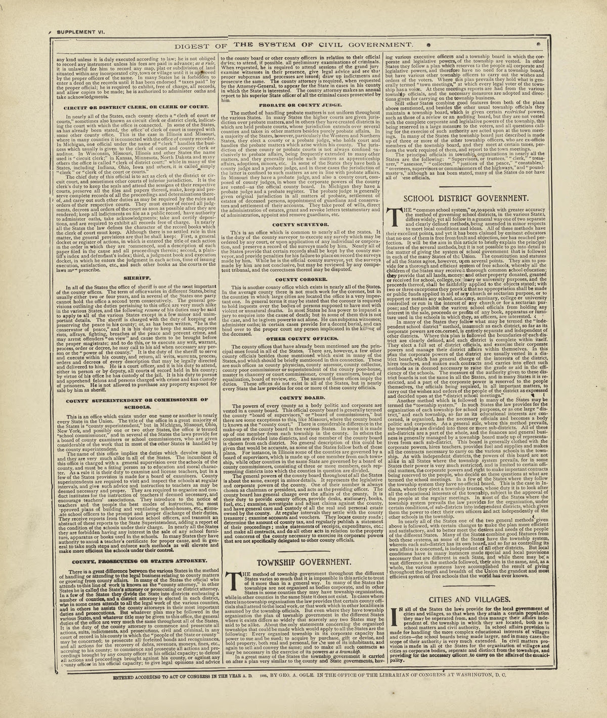 Digest of the System of Civil Government - Continued from Standard Atlas of Marshall County, Indiana : Including a Plat Book of the Villages, Cities and Townships of the County, Map of the State, United States and World, Patrons Directory, Reference B... by Relic Map Company