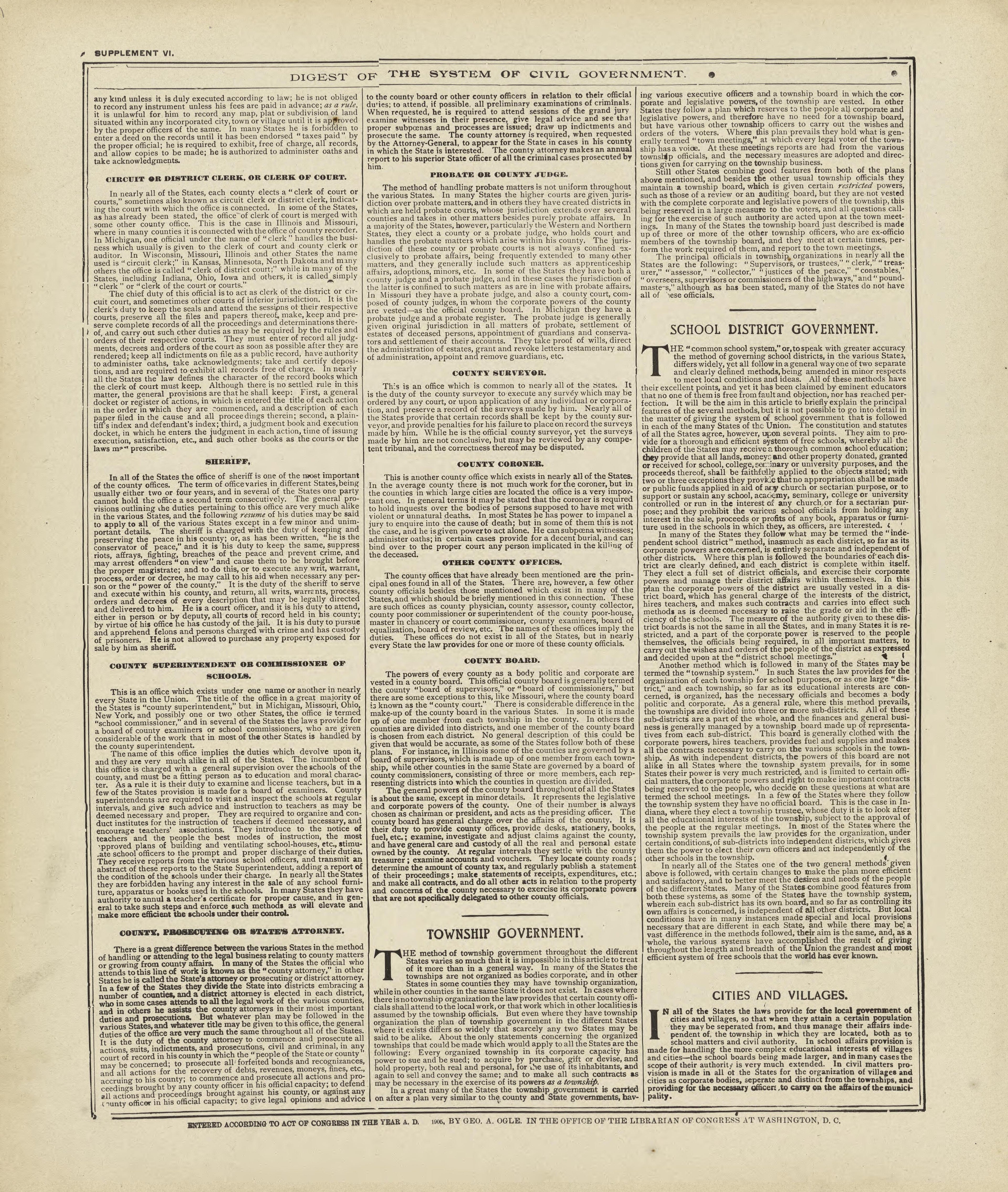 Digest of the System of Civil Government - Continued from Standard Atlas of Marshall County, Indiana : Including a Plat Book of the Villages, Cities and Townships of the County, Map of the State, United States and World, Patrons Directory, Reference B... by Relic Map Company
