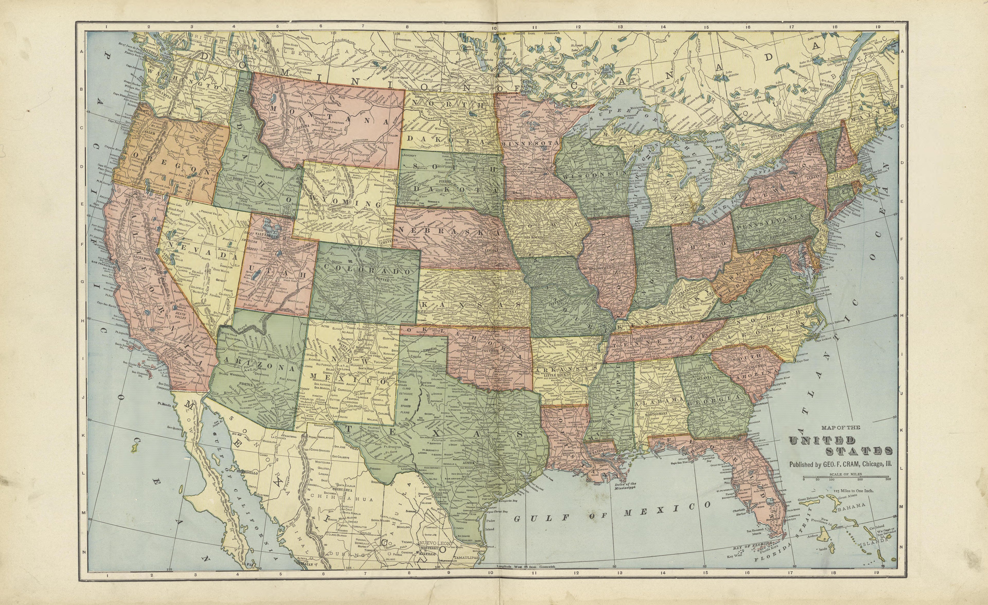Map of the United States from Standard Atlas of Marshall County, Indiana : Including a Plat Book of the Villages, Cities and Townships of the County, Map of the State, United States and World, Patrons Directory, Reference Business … 1908 by Relic Map Company