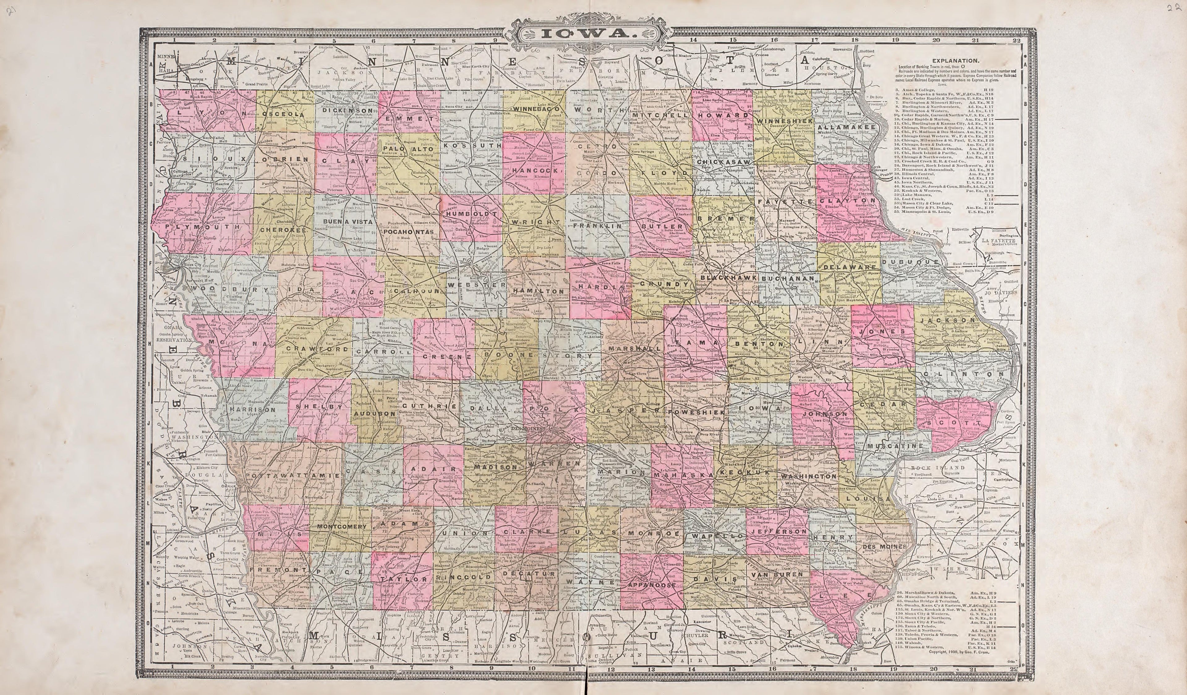 Iowa from Standard Atlas of Audubon County, Iowa : Including a Plat Book of the Villages, Cities and Townships of the County, Map of the State, United States and World, Patrons Directory, Reference Business … 1900 by Relic Map Company