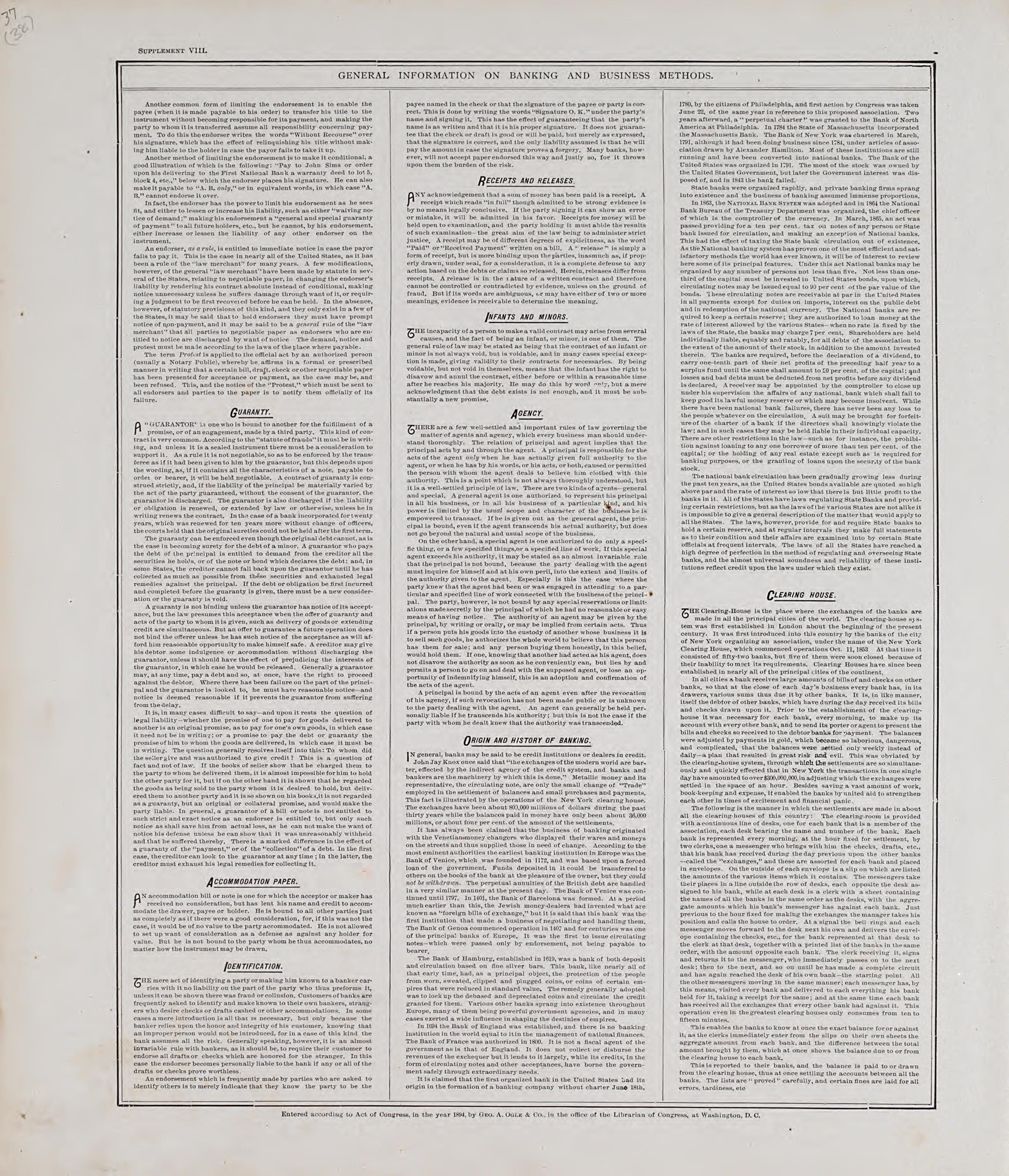 General Information of Banking and Business Methods from Standard Atlas of Audubon County, Iowa : Including a Plat Book of the Villages, Cities and Townships of the County, Map of the State, United States and World, Patrons Directory, Reference Busine... by Relic Map Company