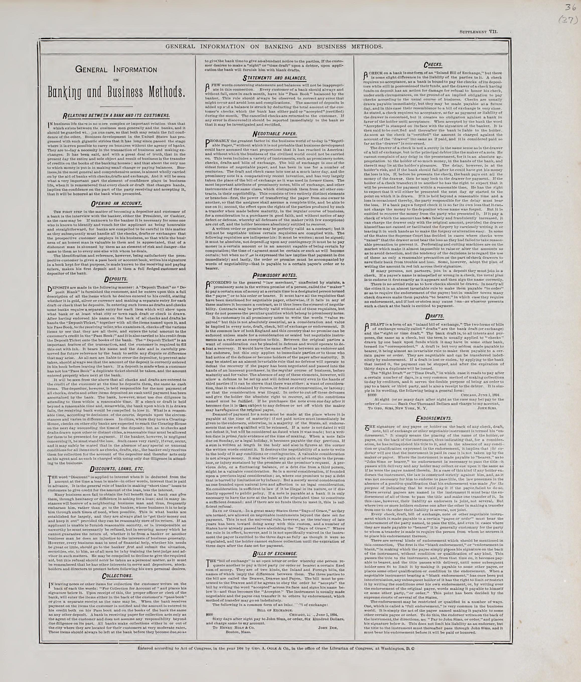 General Information of Banking and Business Methods from Standard Atlas of Audubon County, Iowa : Including a Plat Book of the Villages, Cities and Townships of the County, Map of the State, United States and World, Patrons Directory, Reference Busine... by Relic Map Company