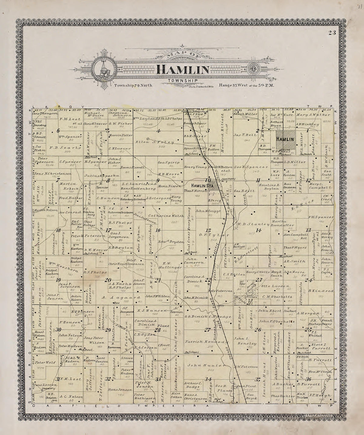 Hamlin Township from Standard Atlas of Audubon County, Iowa : Including a Plat Book of the Villages, Cities and Townships of the County, Map of the State, United States and World, Patrons Directory, Reference Business … 1900 by Relic Map Company