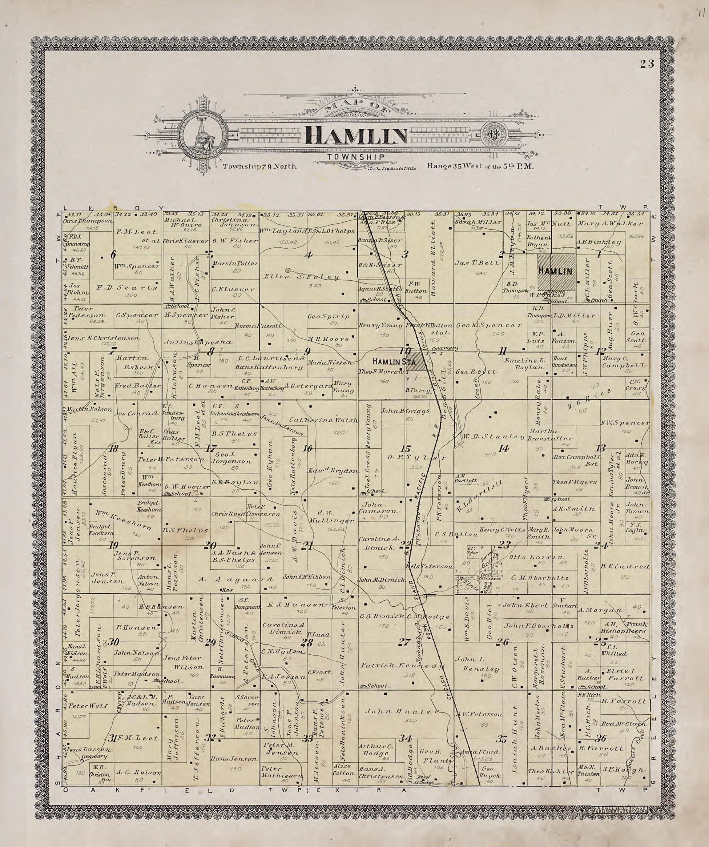 Hamlin Township from Standard Atlas of Audubon County, Iowa : Including a Plat Book of the Villages, Cities and Townships of the County, Map of the State, United States and World, Patrons Directory, Reference Business … 1900 by Relic Map Company