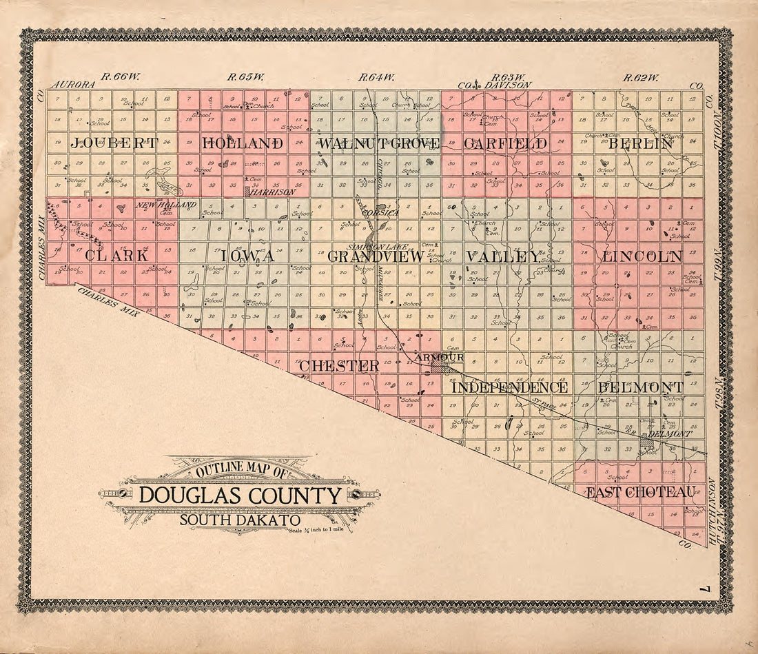 This old map of Douglas County, South Dakota, was created by Geo. A. Ogle & Co in 1909