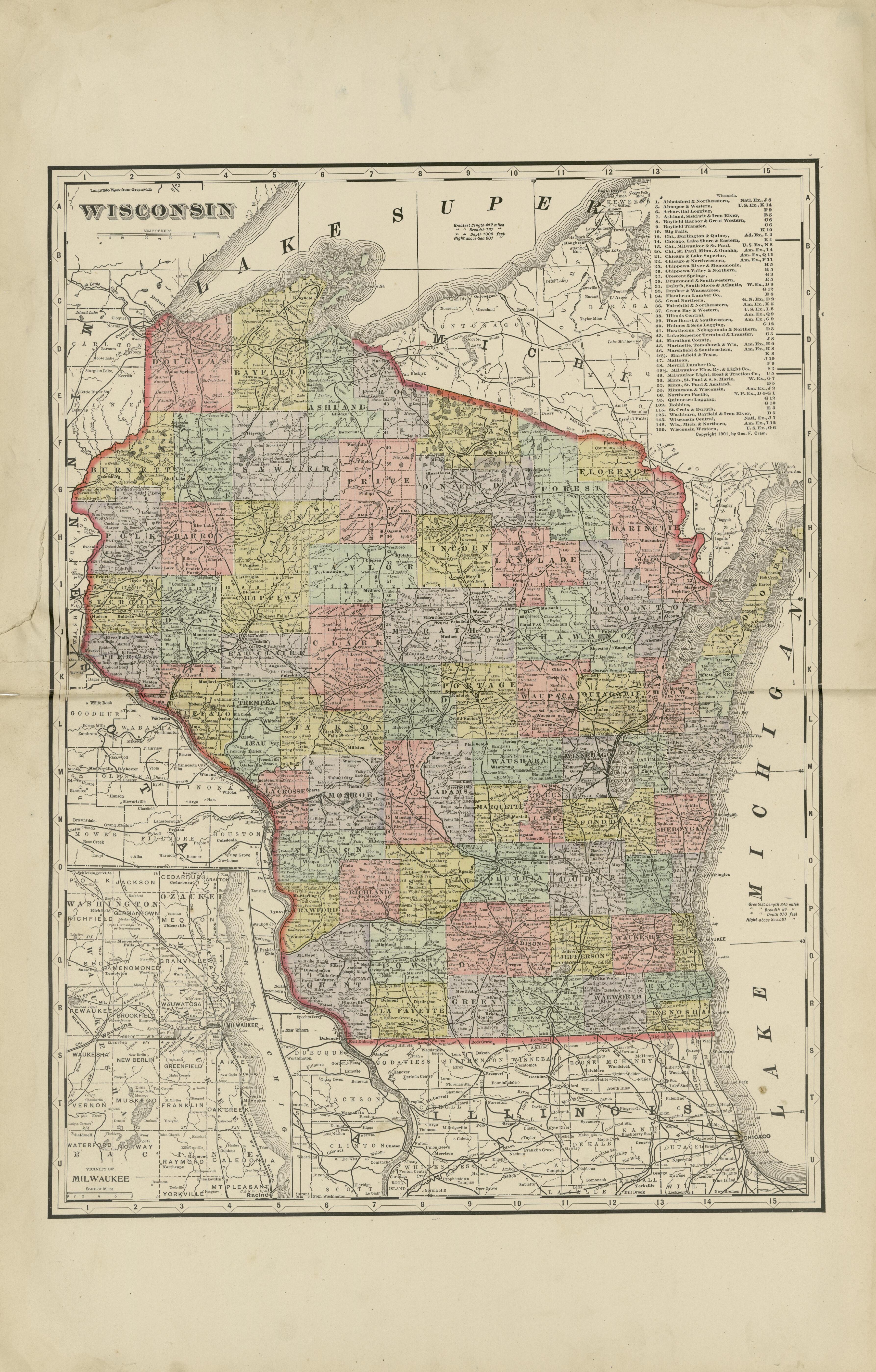 Wisconsin from Plat Book of Washington and Ozaukee Counties, Wisconsin : Compiled from County Records and Actual Surveys 1915 by Relic Map Company