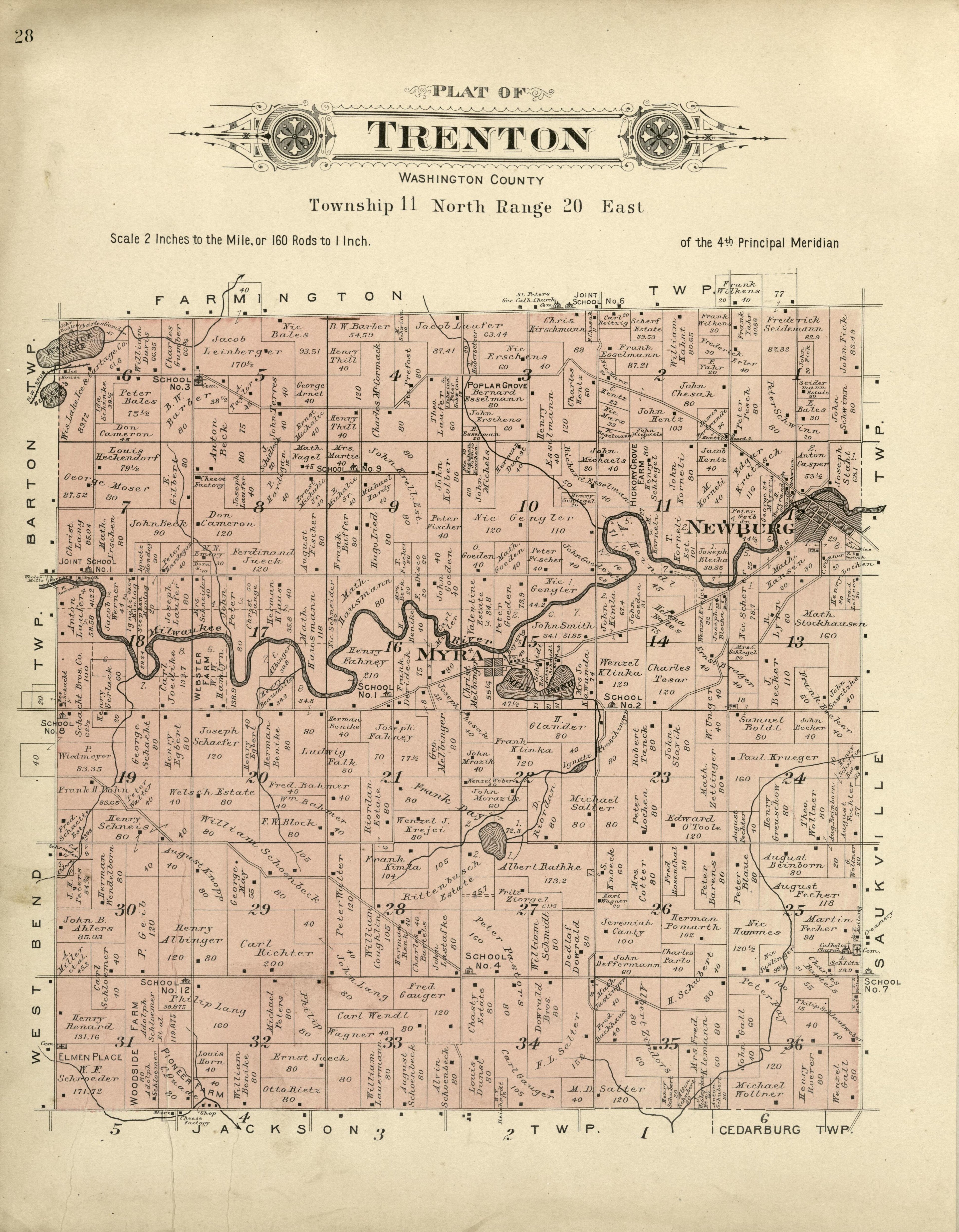 Plat of Trenton, Washington County from Plat Book of Washington and Ozaukee Counties, Wisconsin : Compiled from County Records and Actual Surveys 1915 by Relic Map Company