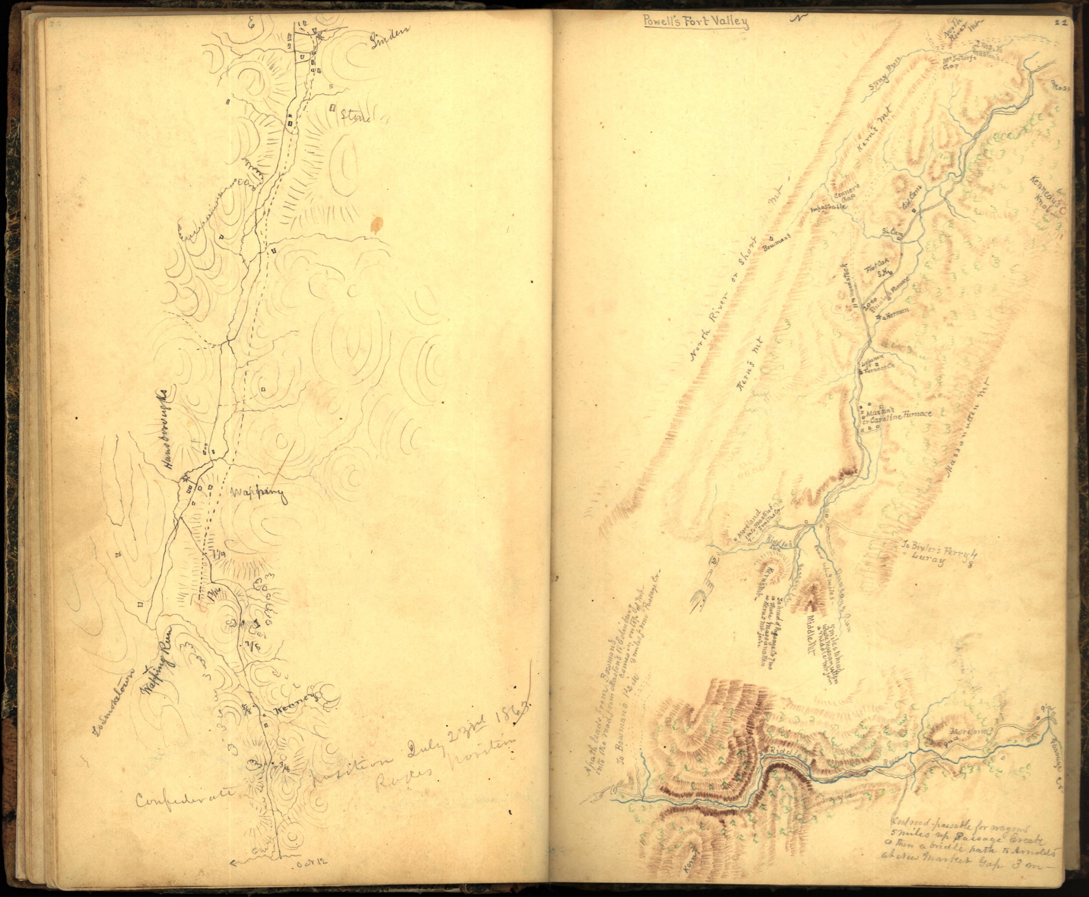 Image 31 of Sketch Book of Jed. Hotchkiss, Capt. & Top. Eng., Hd. Qrs., 2nd Corps, Army of N. Virginia : Virginia from Sketch Book of Jed. Hotchkiss, Capt. & Top. Eng., Hd. Qrs., 2nd Corps, Army of N. Virginia : Virginia 1862 by Relic Map Company
