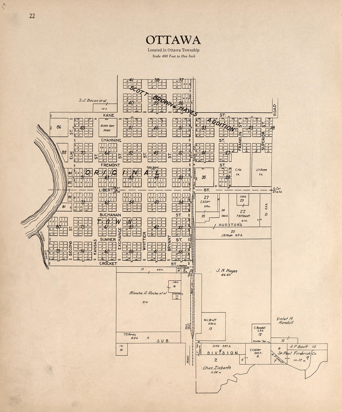Ottawa from Plat Book of Le Sueur County, Minnesota : Showing Township Plats, City and Village Plats, Sub-division Plats, County Map, Government Surveys, Patrons Directory, Minnesota History, County Officers, City and Village Officers, Etc 1928 by Relic Map Company