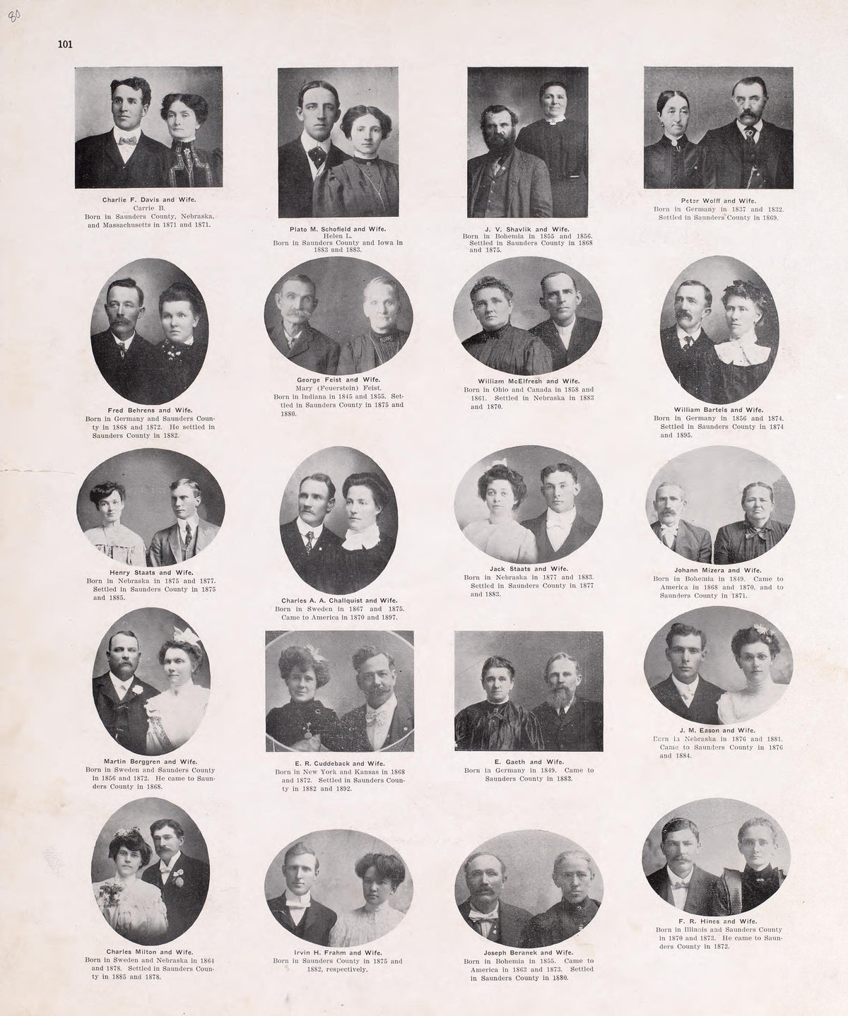Portraits from Plat Book of Saunders County, Nebraska : Containing Carefully Prepared Township Plats, Village Plats, Analysis of U.S. Land System, Leading Farmers Directory : Illustrated 1907 by Relic Map Company