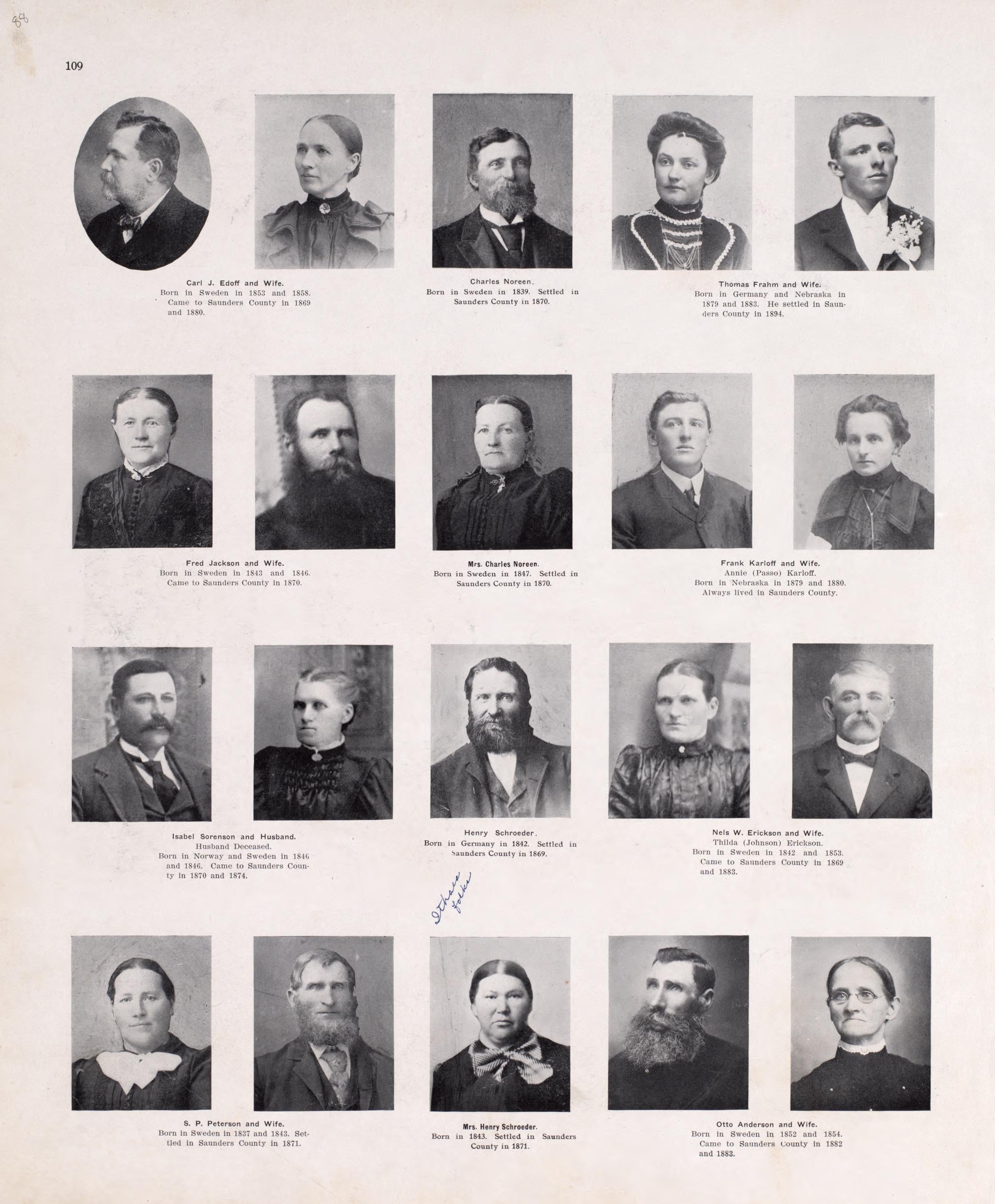 Portraits from Plat Book of Saunders County, Nebraska : Containing Carefully Prepared Township Plats, Village Plats, Analysis of U.S. Land System, Leading Farmers Directory : Illustrated 1907 by Relic Map Company