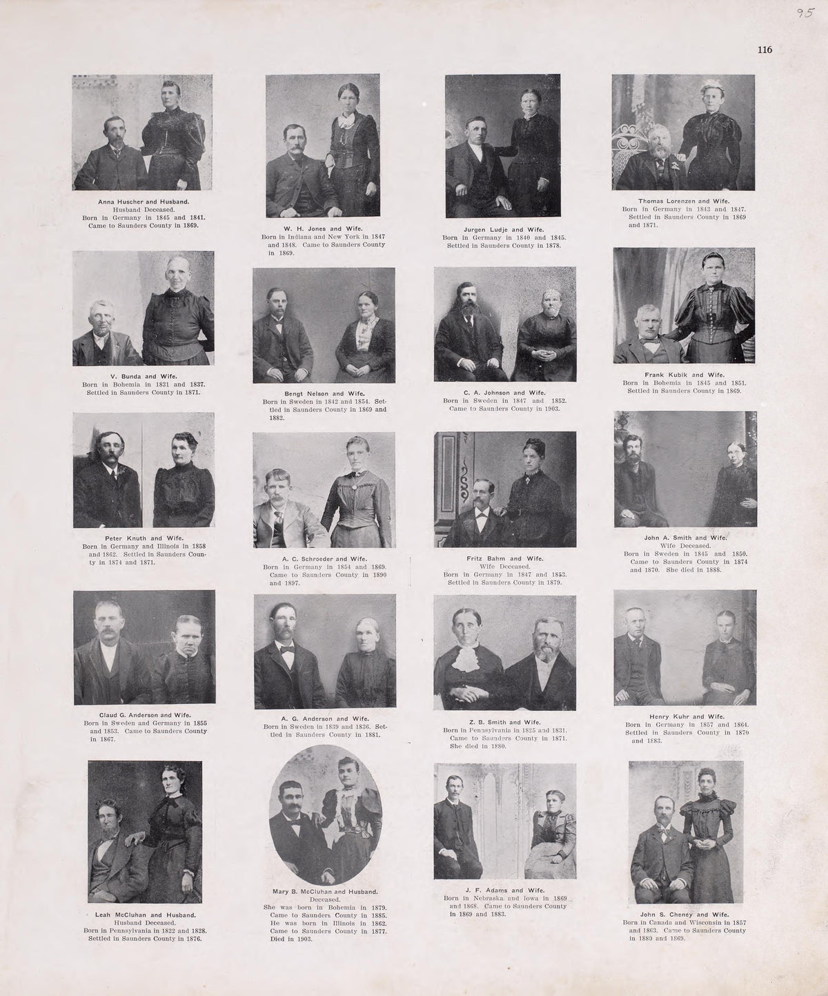 Portraits from Plat Book of Saunders County, Nebraska : Containing Carefully Prepared Township Plats, Village Plats, Analysis of U.S. Land System, Leading Farmers Directory : Illustrated 1907 by Relic Map Company