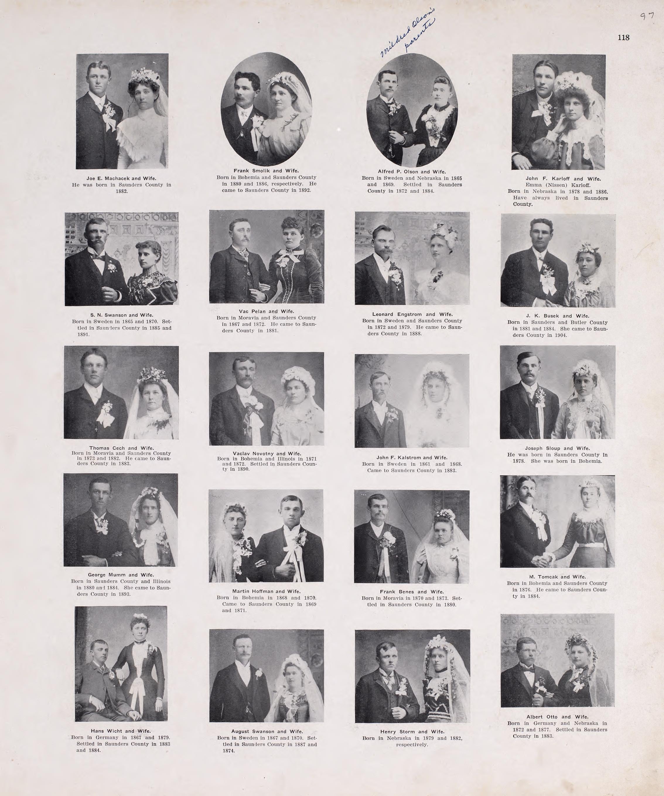 Portraits from Plat Book of Saunders County, Nebraska : Containing Carefully Prepared Township Plats, Village Plats, Analysis of U.S. Land System, Leading Farmers Directory : Illustrated 1907 by Relic Map Company