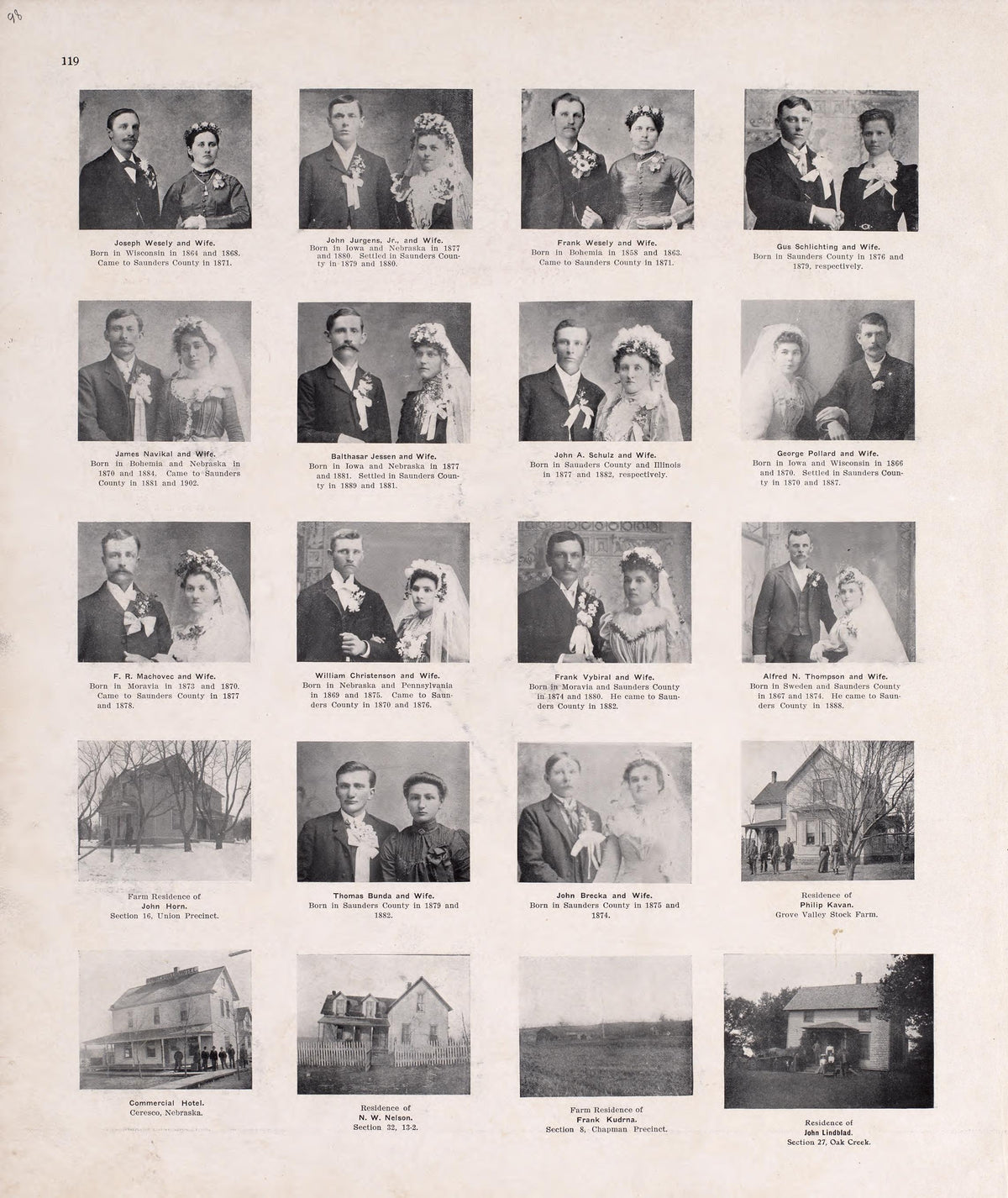 Portraits from Plat Book of Saunders County, Nebraska : Containing Carefully Prepared Township Plats, Village Plats, Analysis of U.S. Land System, Leading Farmers Directory : Illustrated 1907 by Relic Map Company