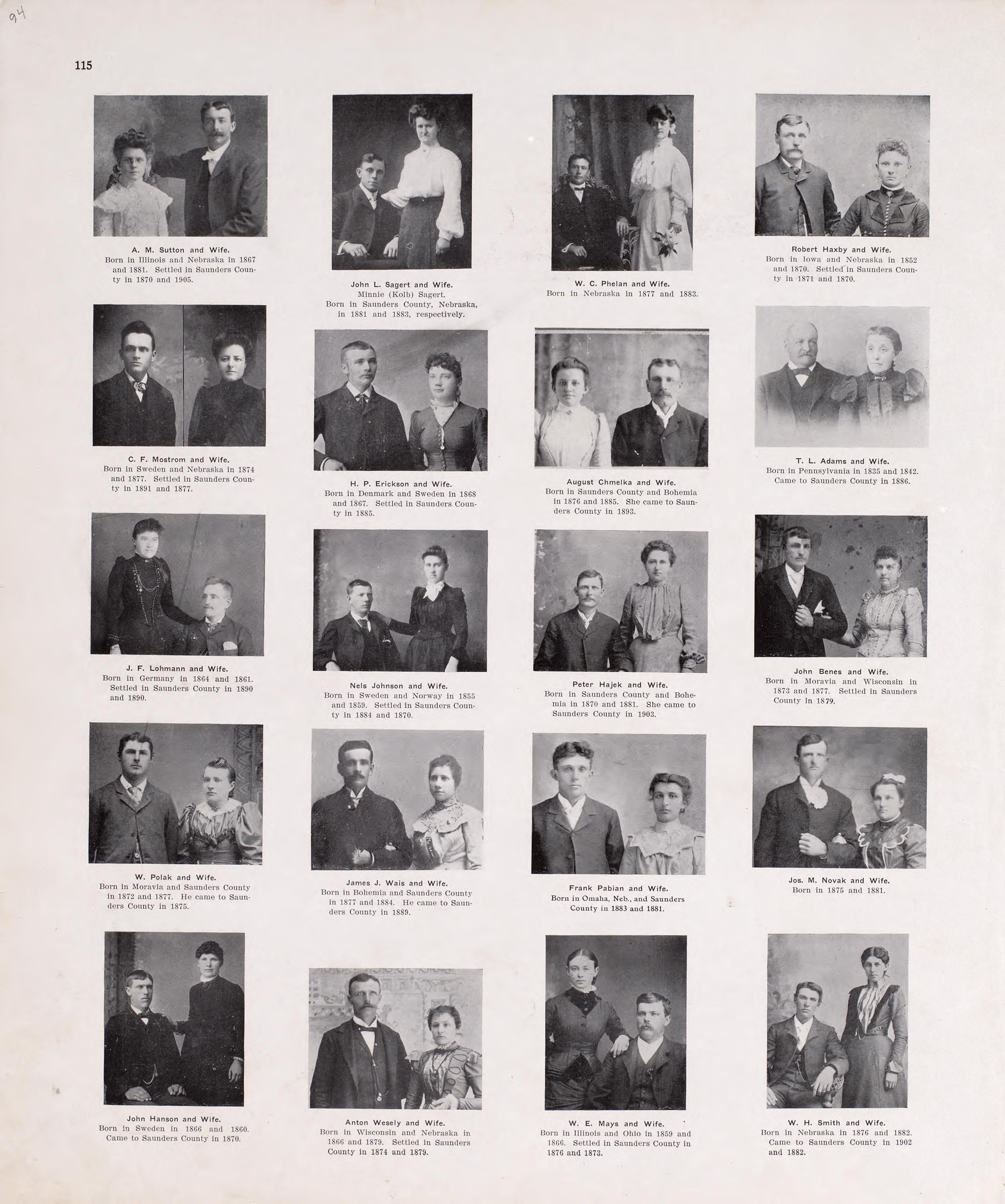 Portraits from Plat Book of Saunders County, Nebraska : Containing Carefully Prepared Township Plats, Village Plats, Analysis of U.S. Land System, Leading Farmers Directory : Illustrated 1907 by Relic Map Company