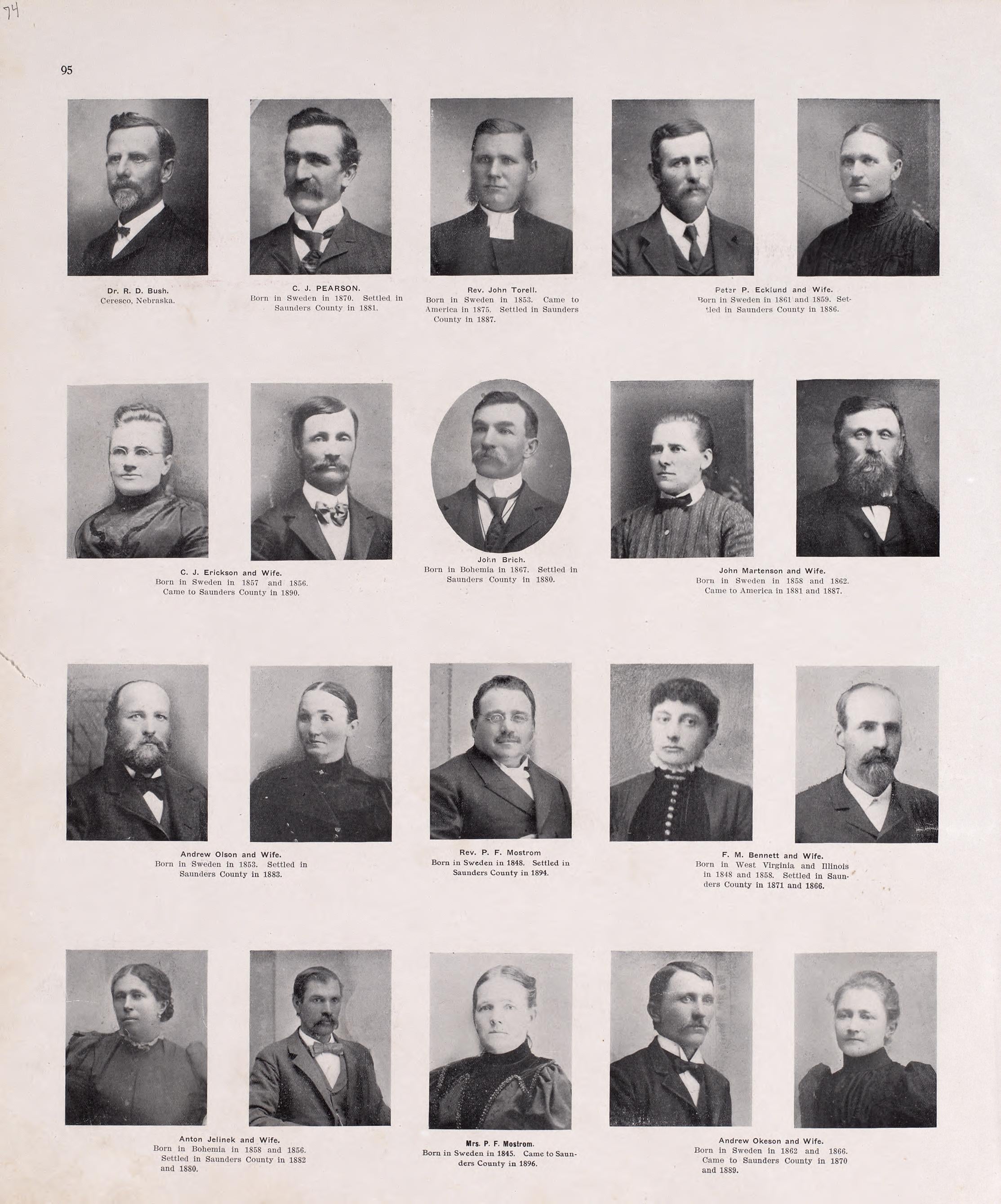 Portraits from Plat Book of Saunders County, Nebraska : Containing Carefully Prepared Township Plats, Village Plats, Analysis of U.S. Land System, Leading Farmers Directory : Illustrated 1907 by Relic Map Company