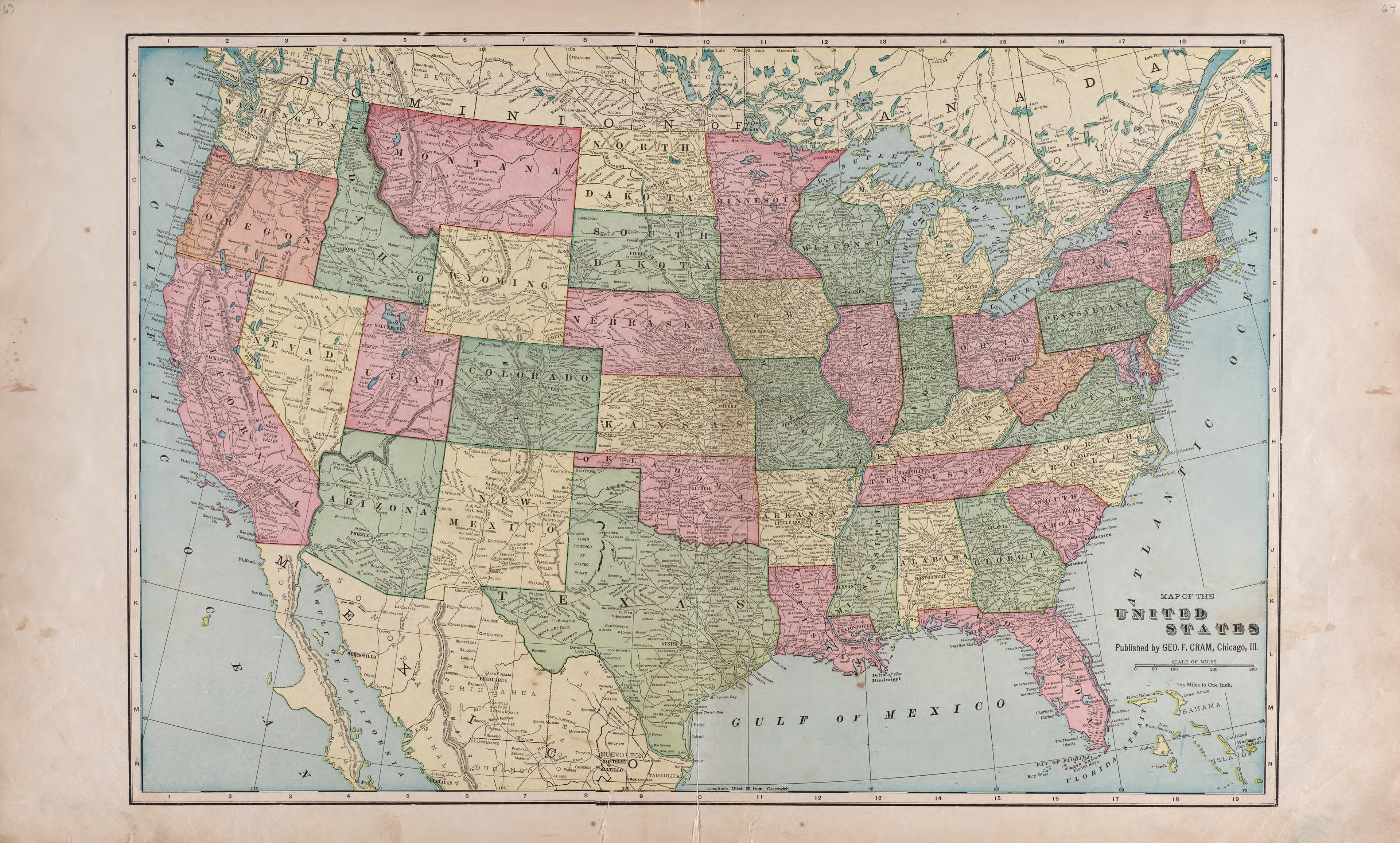 United States from Plat Book of Saunders County, Nebraska : Containing Carefully Prepared Township Plats, Village Plats, Analysis of U.S. Land System, Leading Farmers Directory : Illustrated 1907 by Relic Map Company