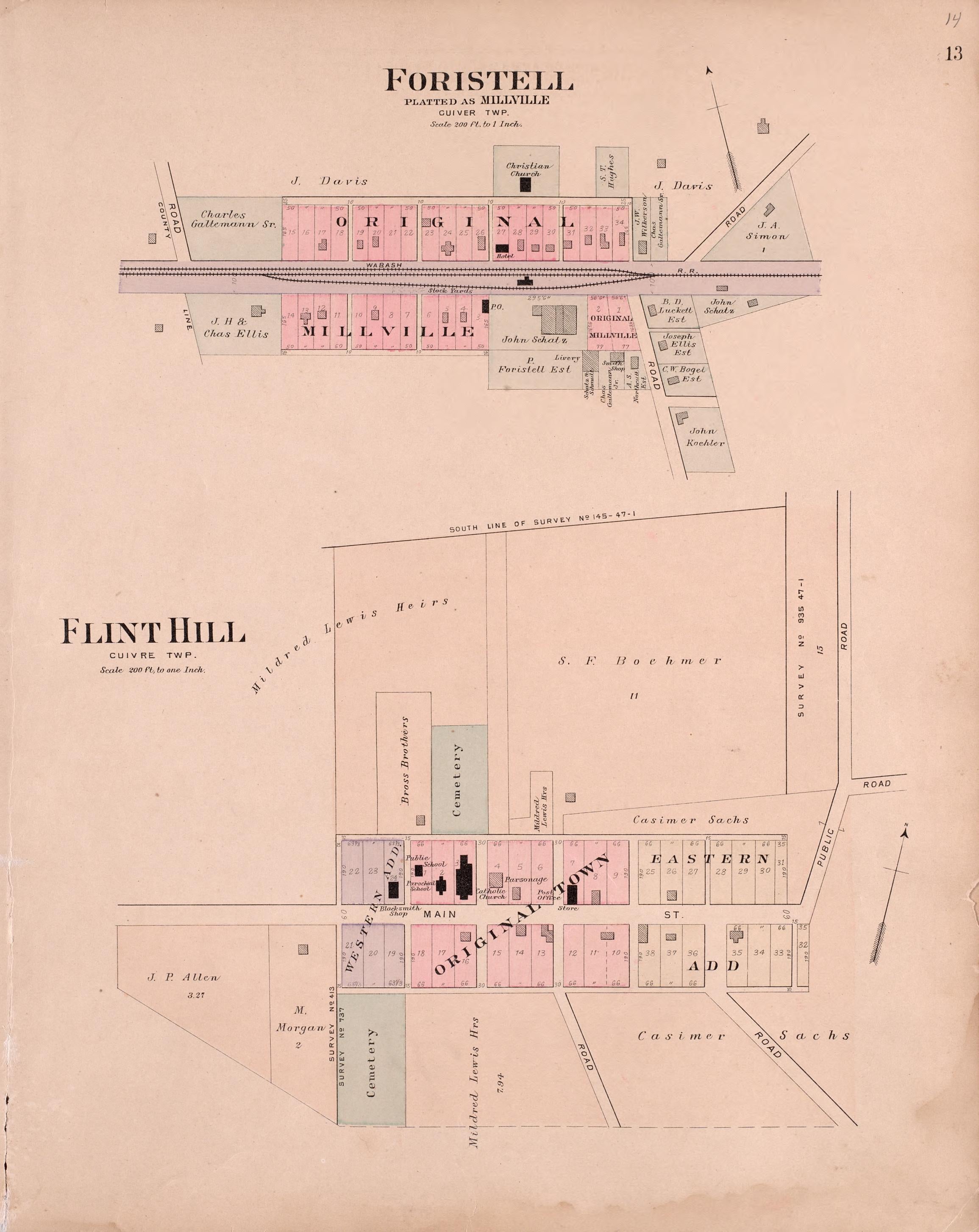 Foristell & Flint Hill from Plat Book of St. Charles County, Missouri : Compiled from County Records and Actual Surveys 1905 by Relic Map Company