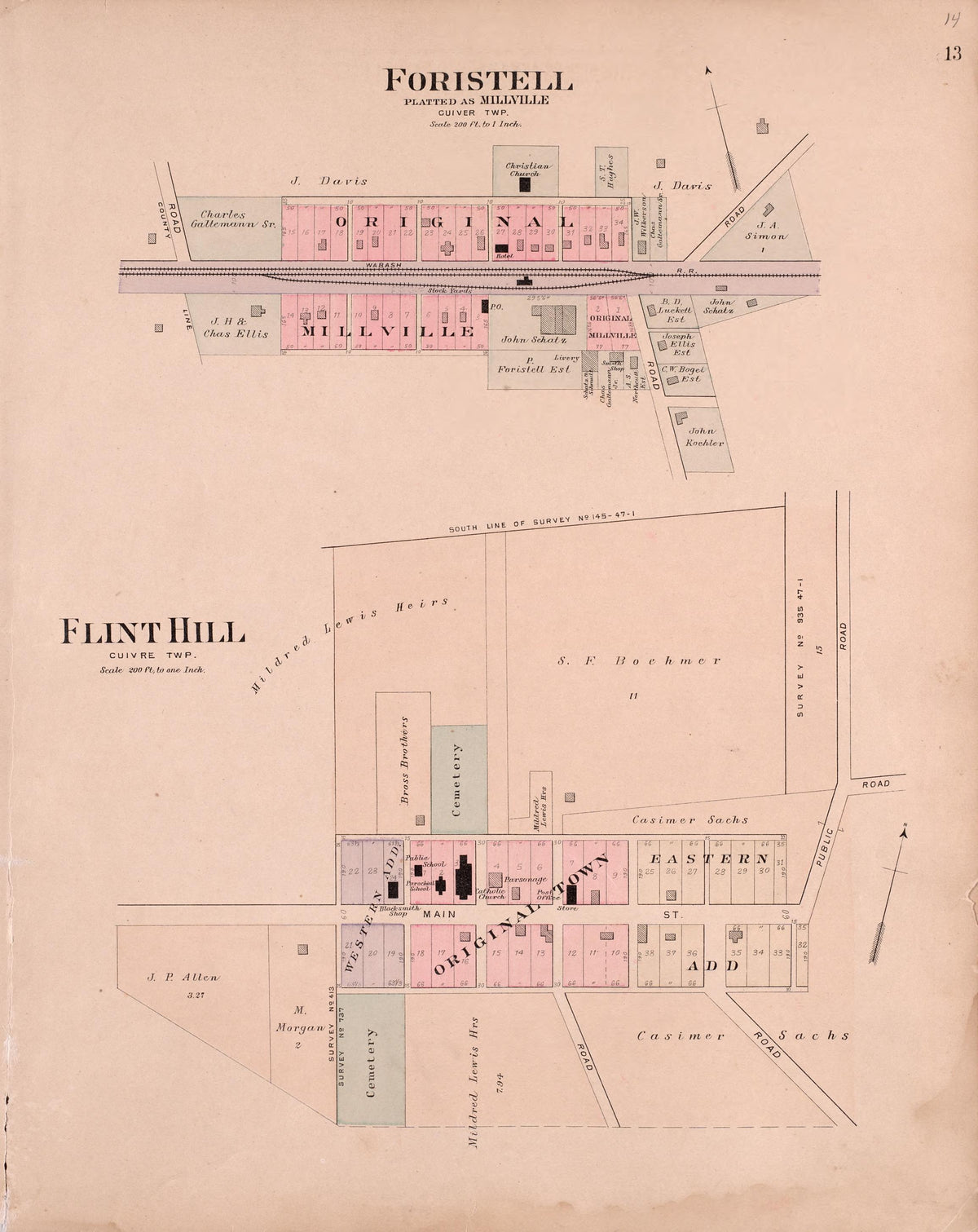 Foristell & Flint Hill from Plat Book of St. Charles County, Missouri : Compiled from County Records and Actual Surveys 1905 by Relic Map Company