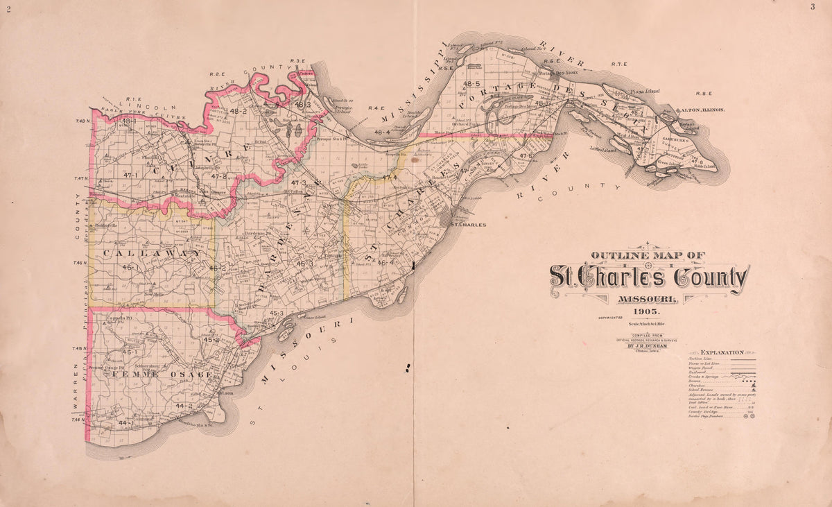 St. Charles County from Plat Book of St. Charles County, Missouri : Compiled from County Records and Actual Surveys 1905 by Relic Map Company