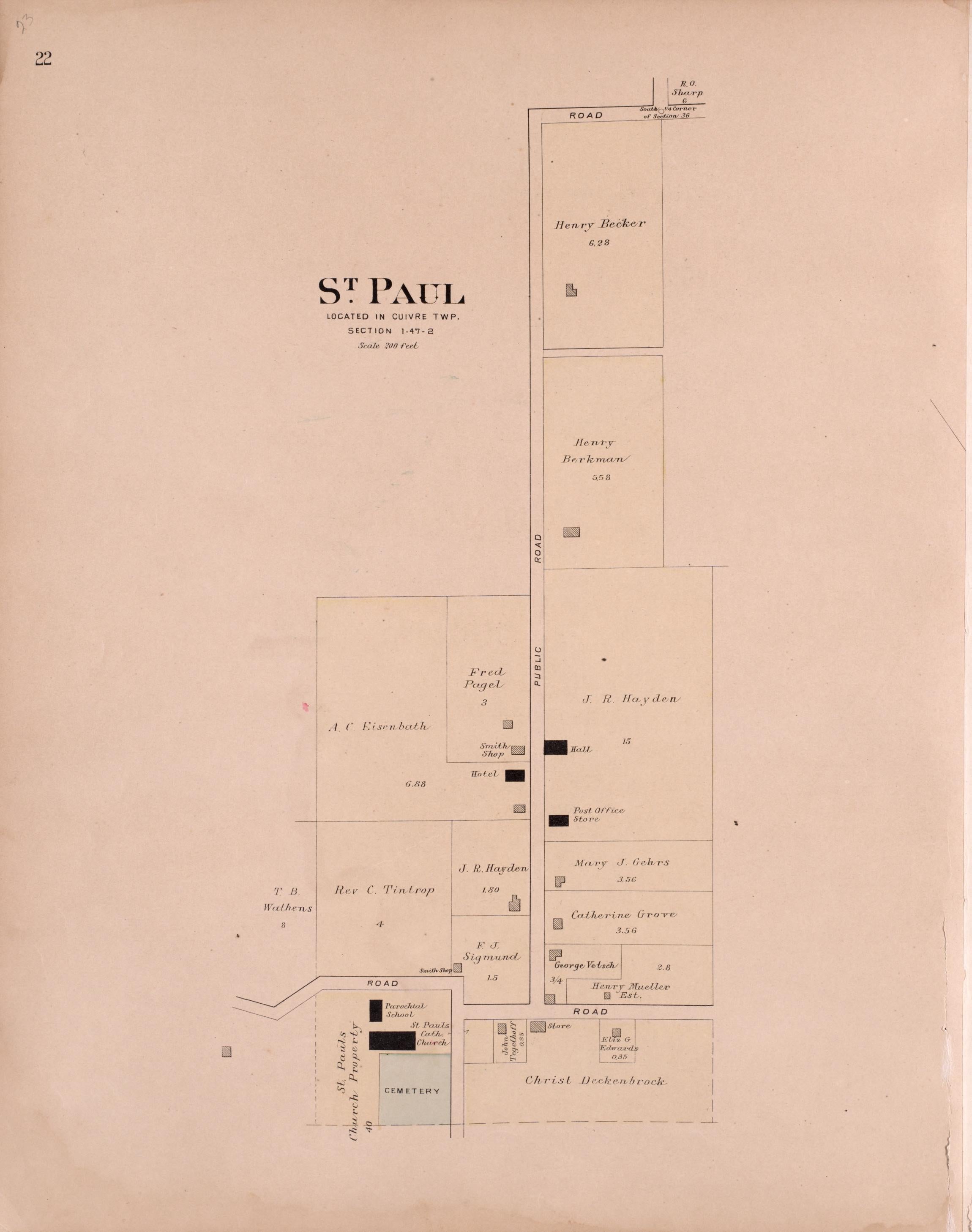 St. Paul from Plat Book of St. Charles County, Missouri : Compiled from County Records and Actual Surveys 1905 by Relic Map Company