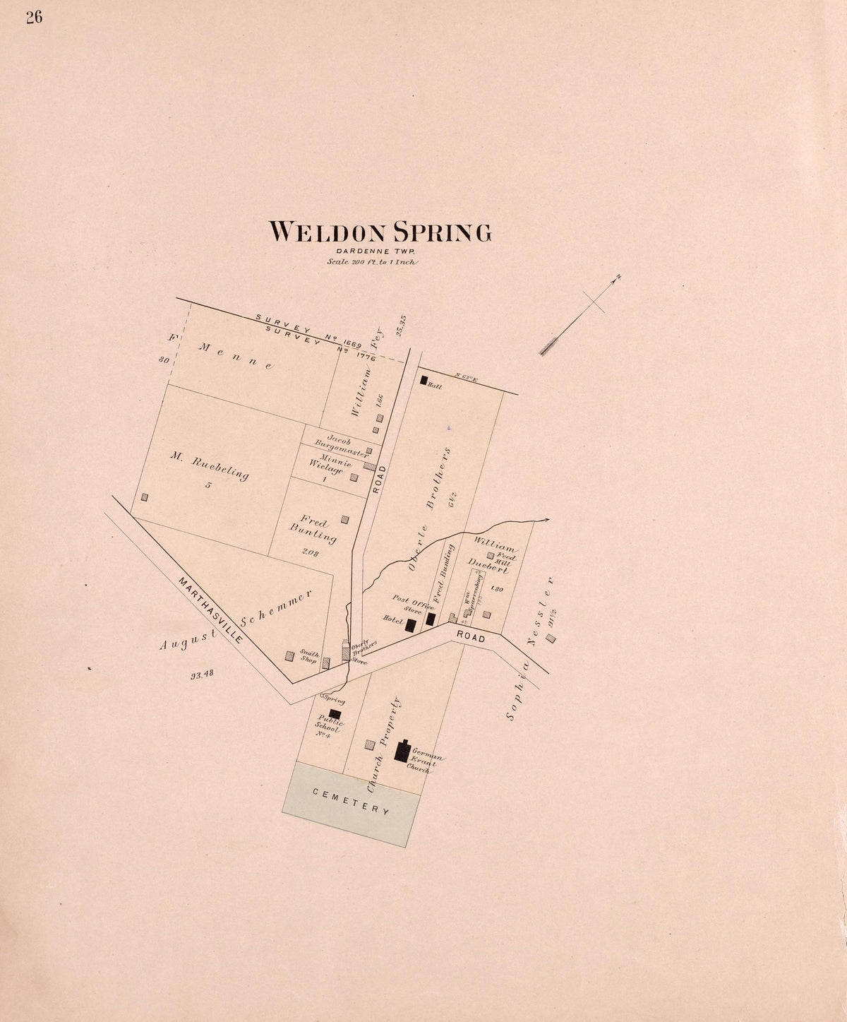 Weldon Spring from Plat Book of St. Charles County, Missouri : Compiled from County Records and Actual Surveys 1905 by Relic Map Company