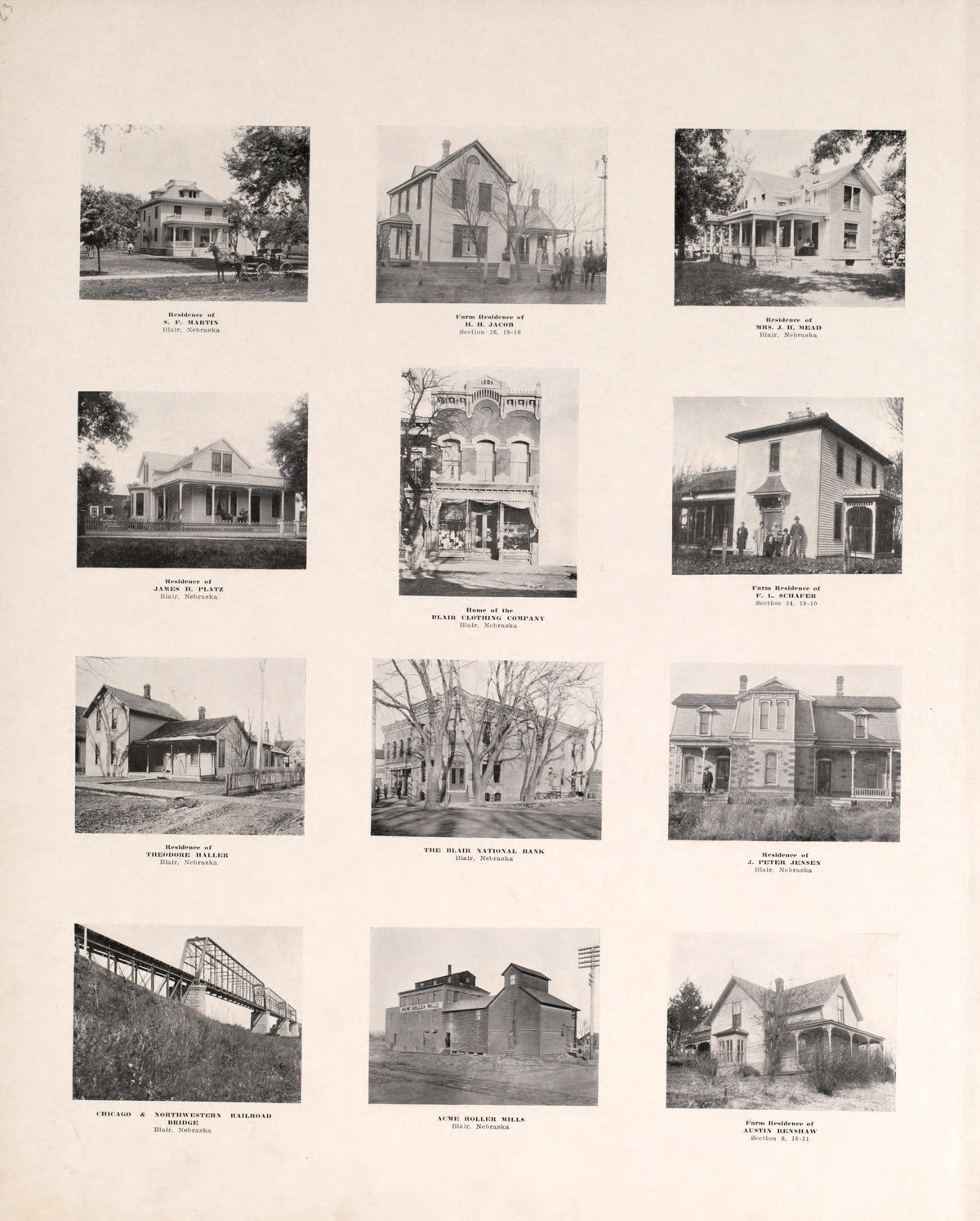 Photographs of Residences and Portraits, P. 12 from Plat Book of Washington County, Nebraska : Containing Carefully Prepared Township Plats, Village Plats, Analysis of U.S. Land System, State, United States and World Maps : Illustrated 1908 by Relic Map Company