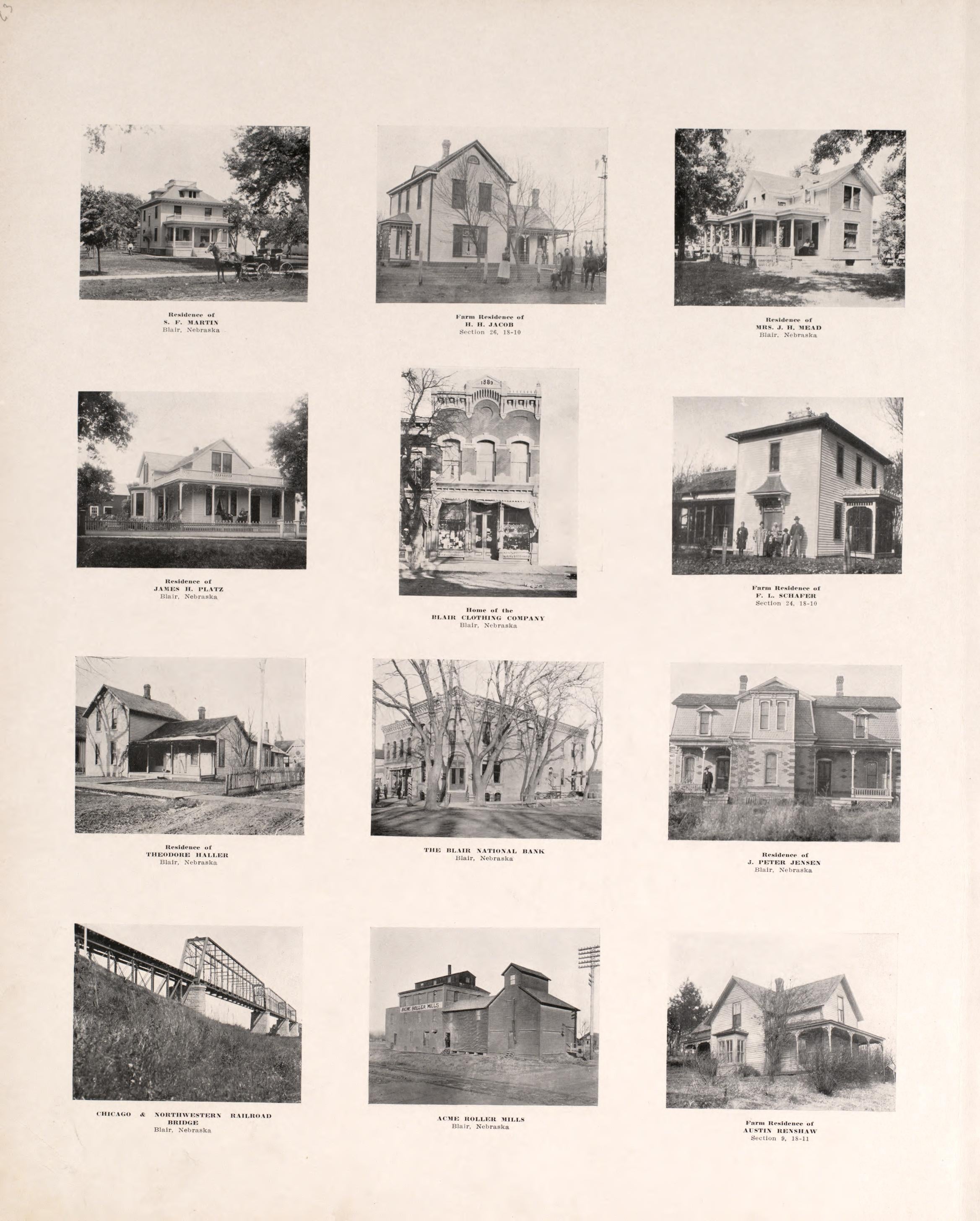 Photographs of Residences and Portraits, P. 12 from Plat Book of Washington County, Nebraska : Containing Carefully Prepared Township Plats, Village Plats, Analysis of U.S. Land System, State, United States and World Maps : Illustrated 1908 by Relic Map Company