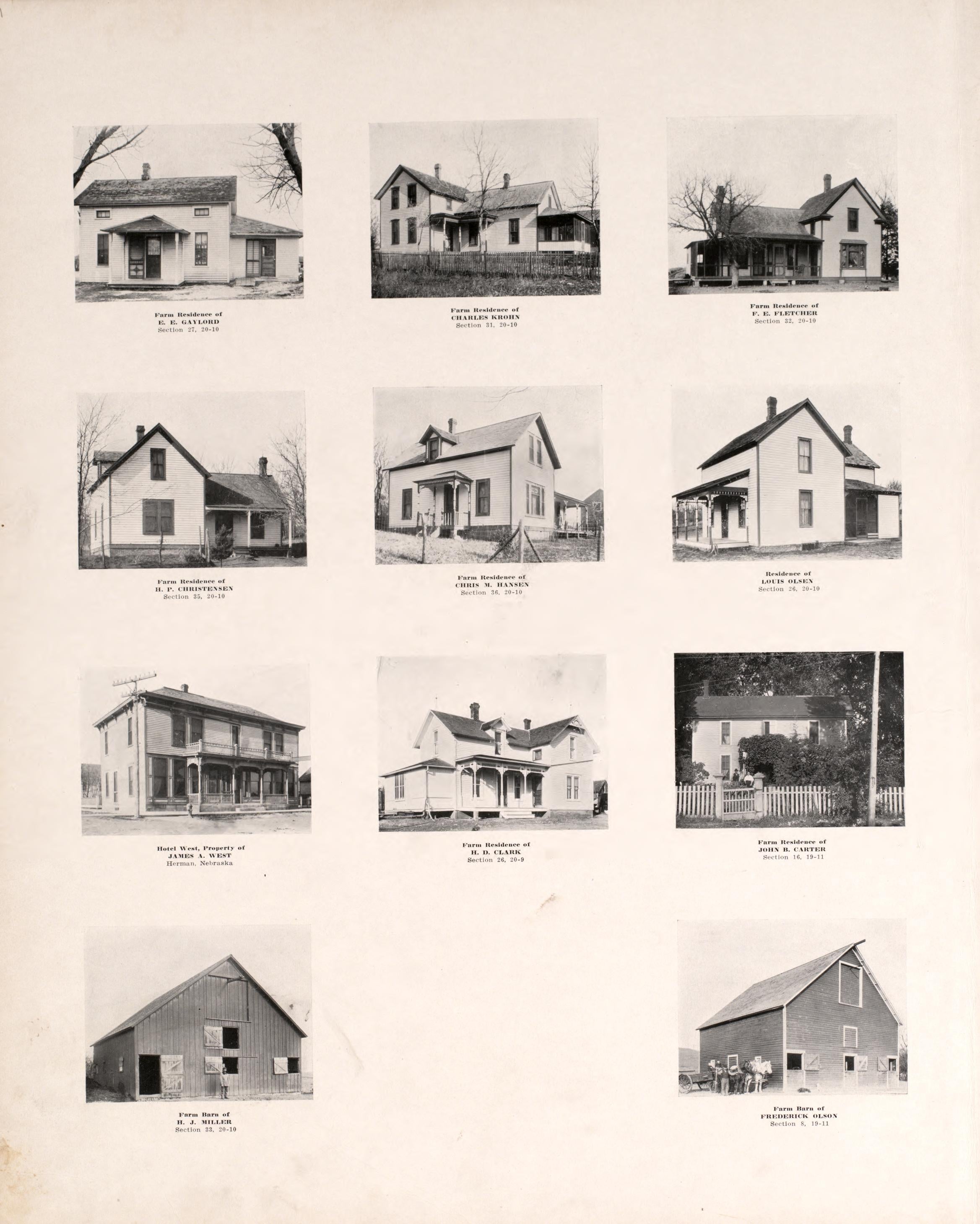 Photographs of Residences and Portraits, P. 16 from Plat Book of Washington County, Nebraska : Containing Carefully Prepared Township Plats, Village Plats, Analysis of U.S. Land System, State, United States and World Maps : Illustrated 1908 by Relic Map Company