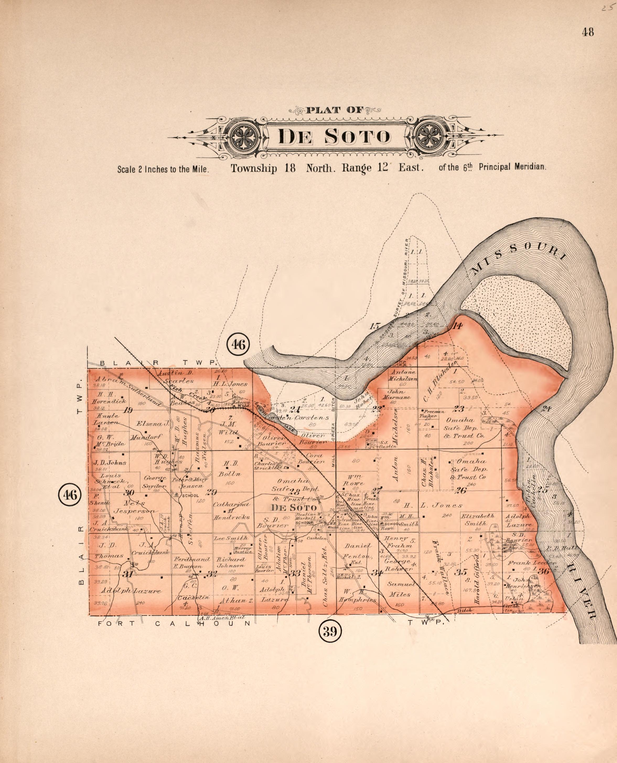 Desoto from Plat Book of Washington County, Nebraska : Containing Carefully Prepared Township Plats, Village Plats, Analysis of U.S. Land System, State, United States and World Maps : Illustrated 1908 by Relic Map Company