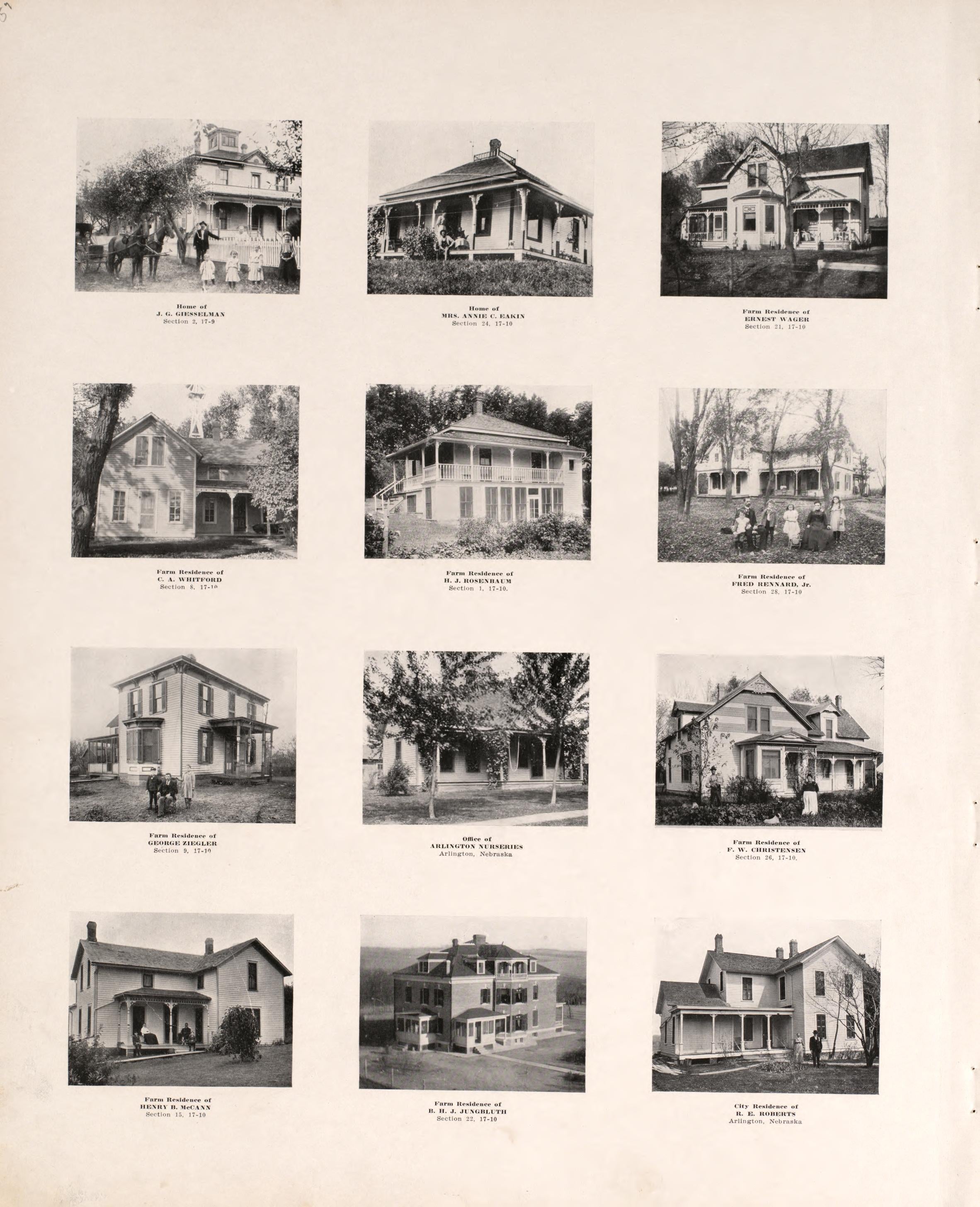 Photographs of Residences and Portraits, P. 8 from Plat Book of Washington County, Nebraska : Containing Carefully Prepared Township Plats, Village Plats, Analysis of U.S. Land System, State, United States and World Maps : Illustrated 1908 by Relic Map Company