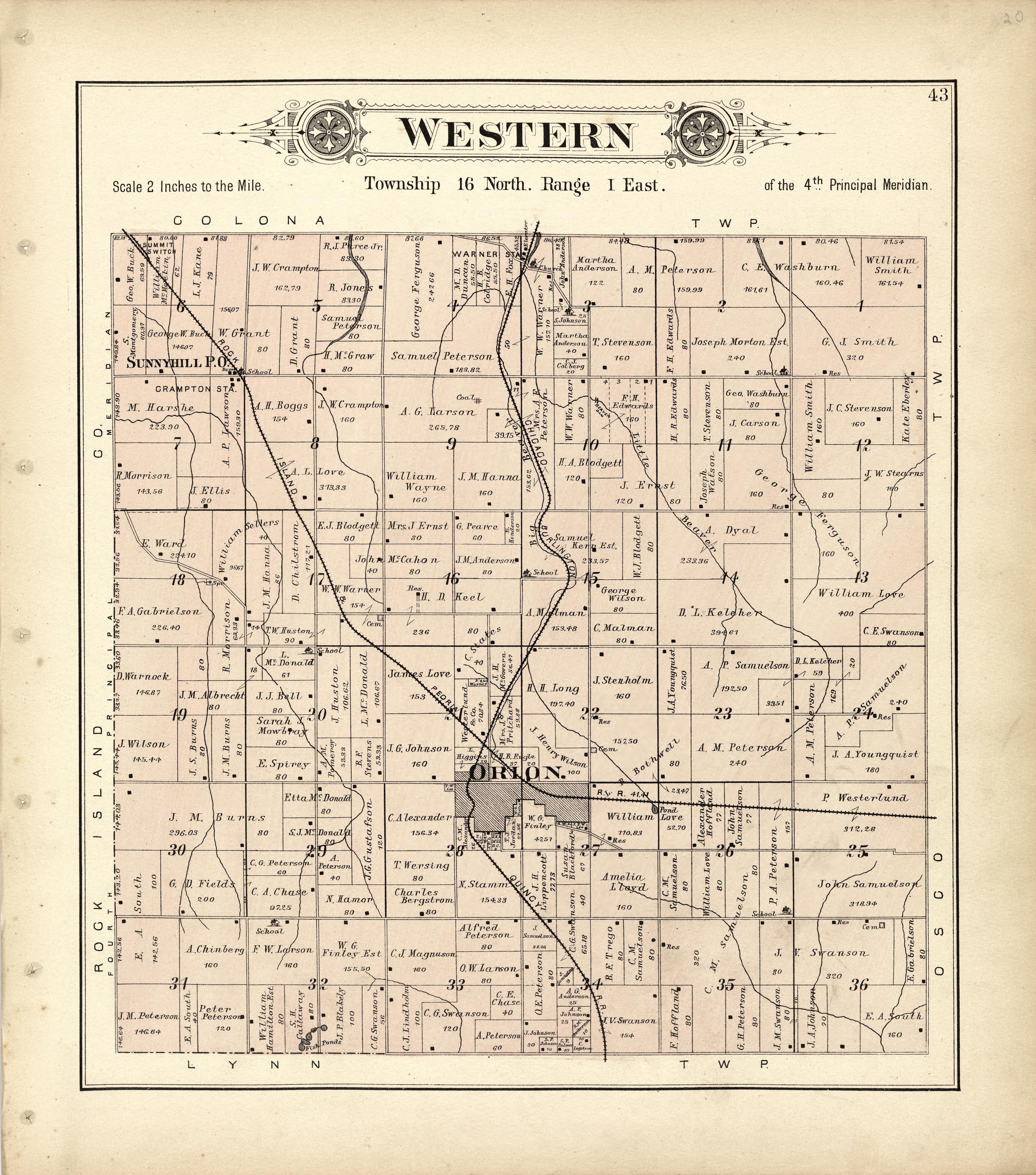 Western from Plat Book of Henry County, Illinois 1893 by Relic Map Company