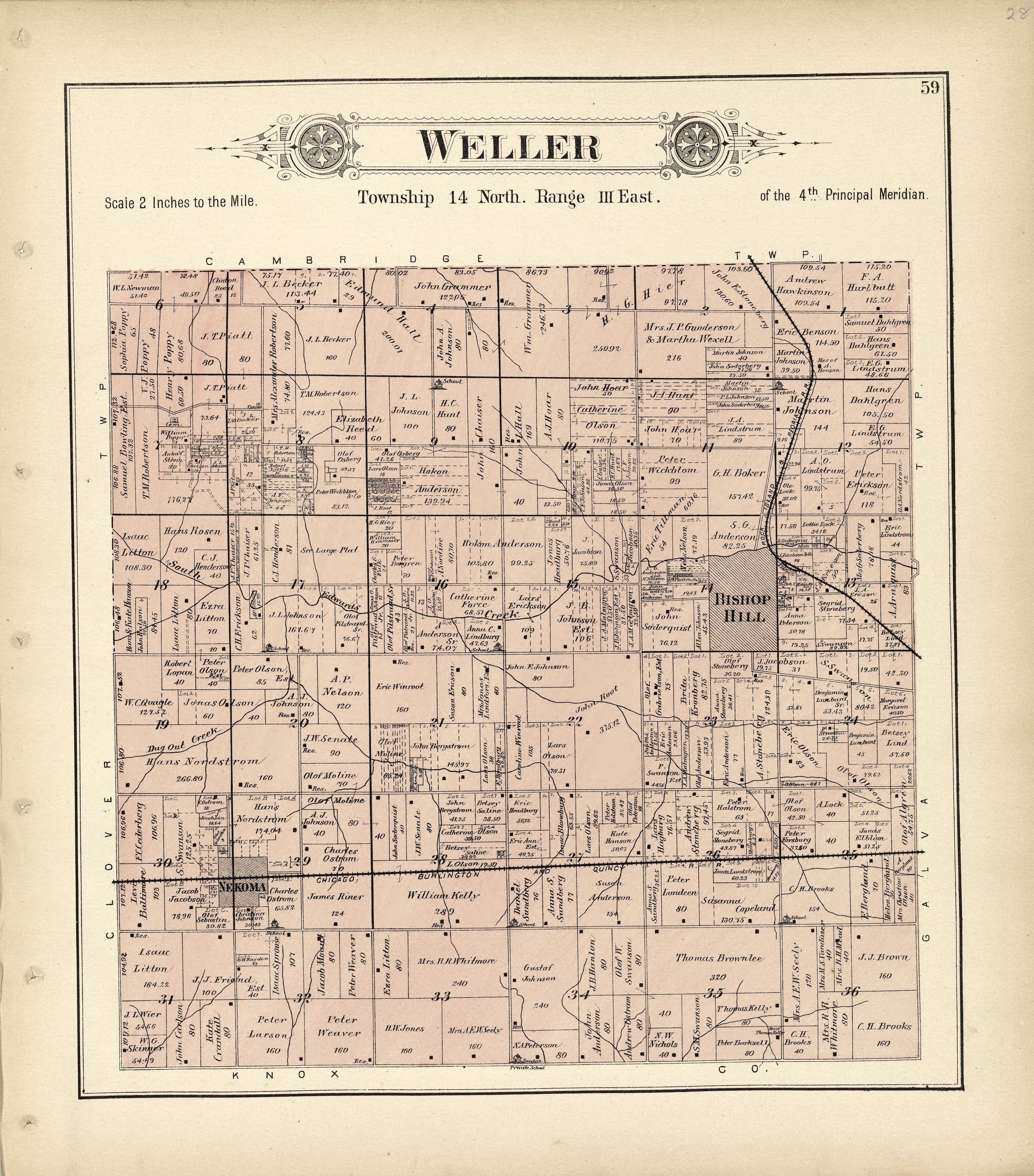 Weller from Plat Book of Henry County, Illinois 1893 by Relic Map Company
