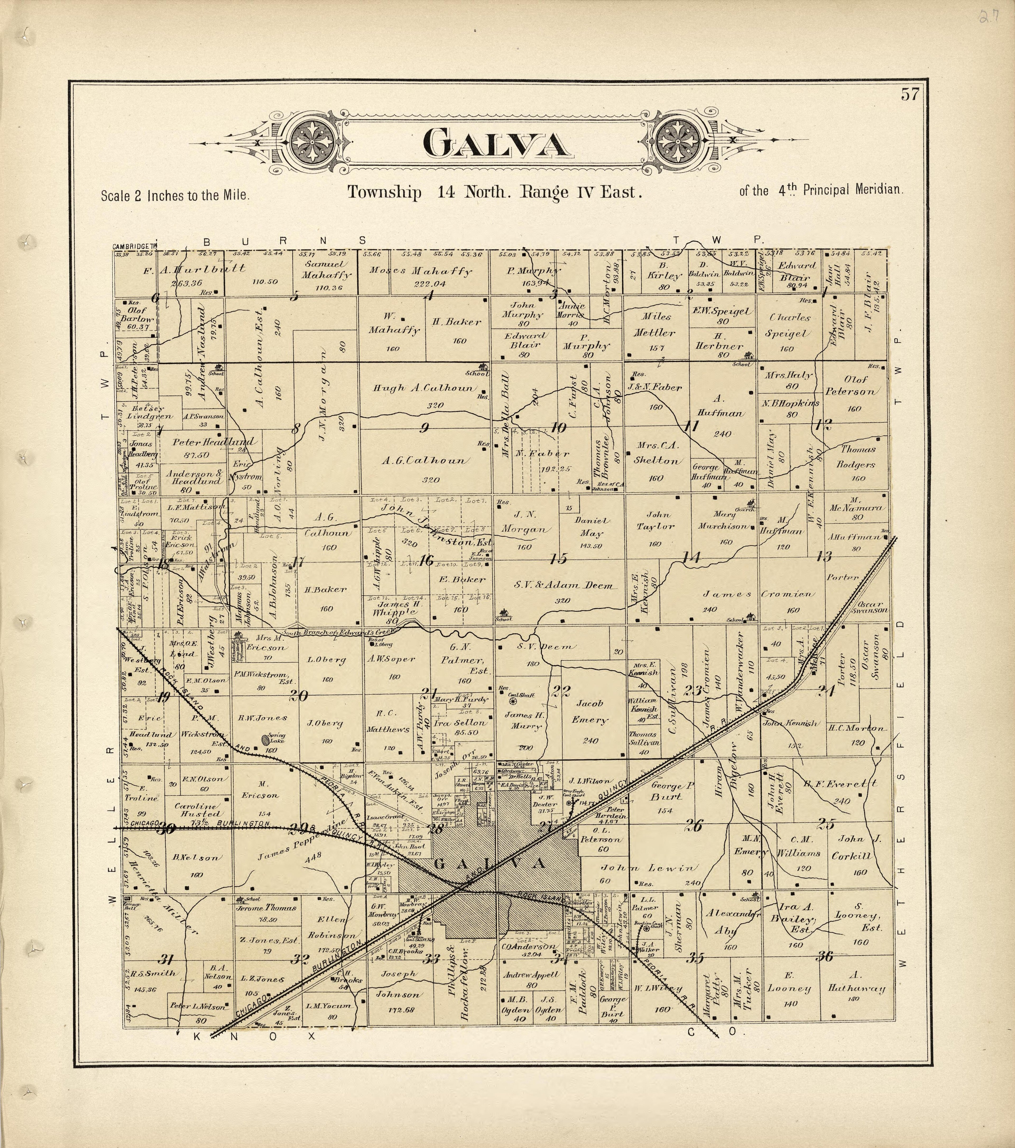 Galva from Plat Book of Henry County, Illinois 1893 by Relic Map Company