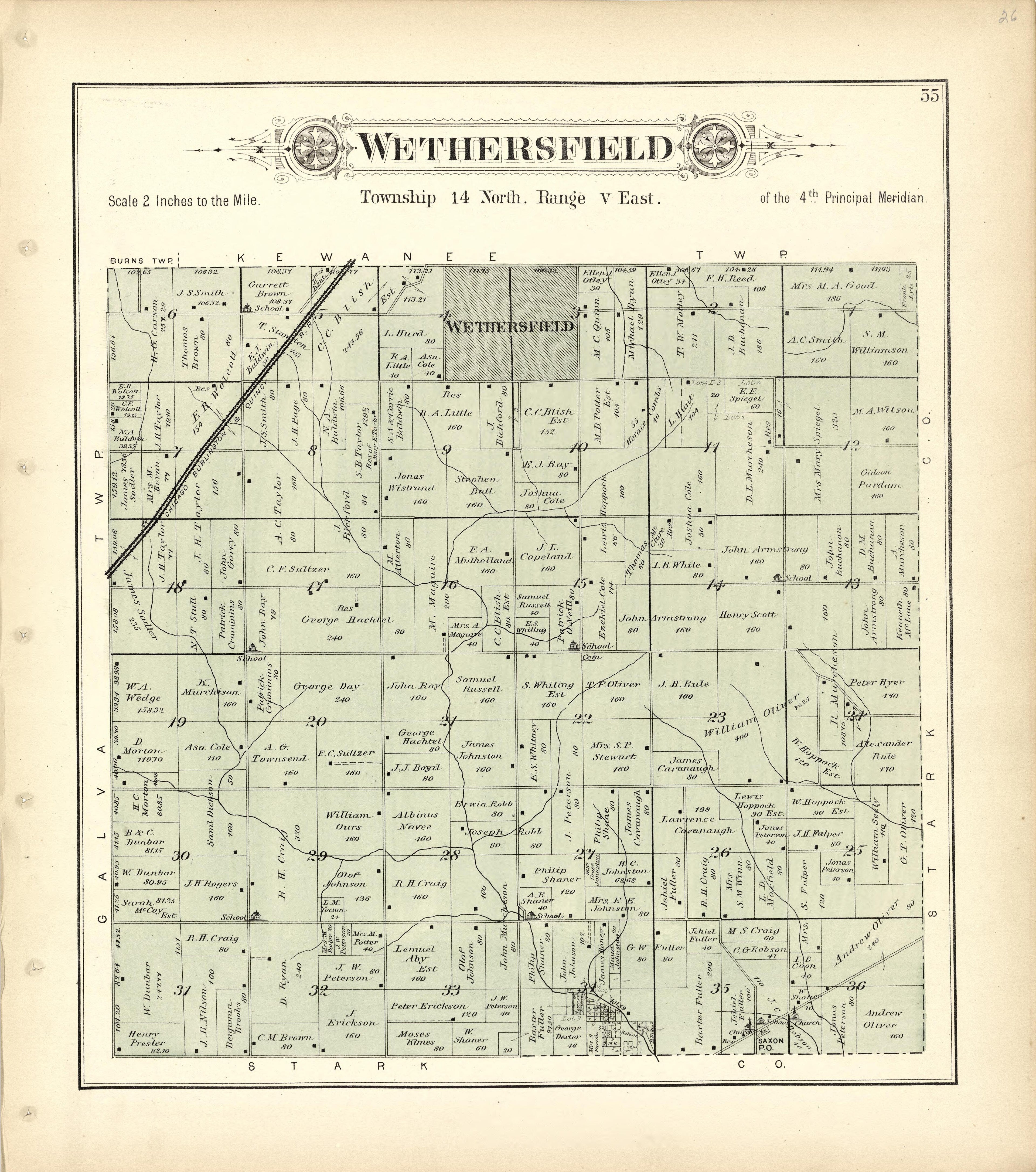Wethersfield from Plat Book of Henry County, Illinois 1893 by Relic Map Company
