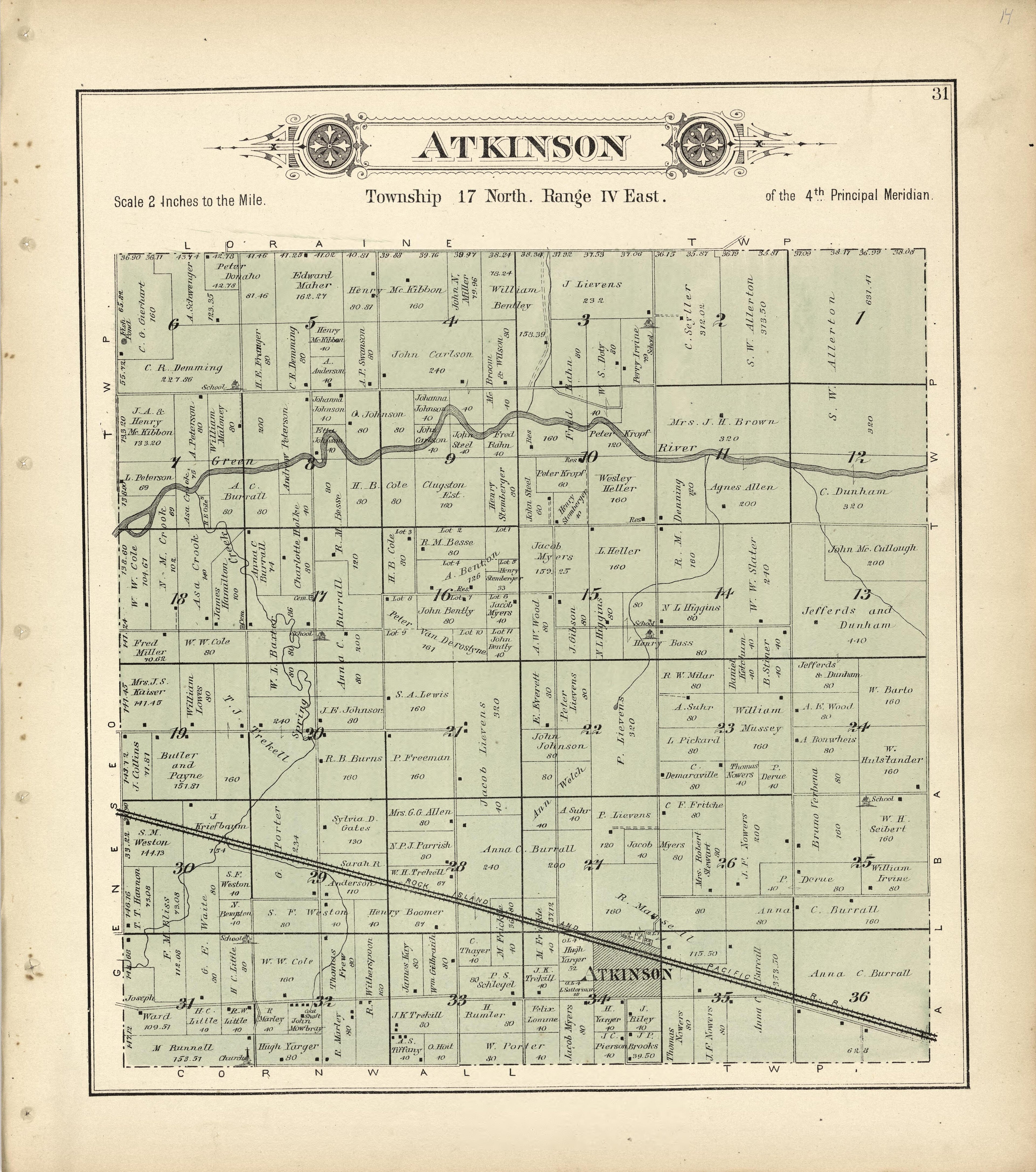Atkinson from Plat Book of Henry County, Illinois 1893 by Relic Map Company