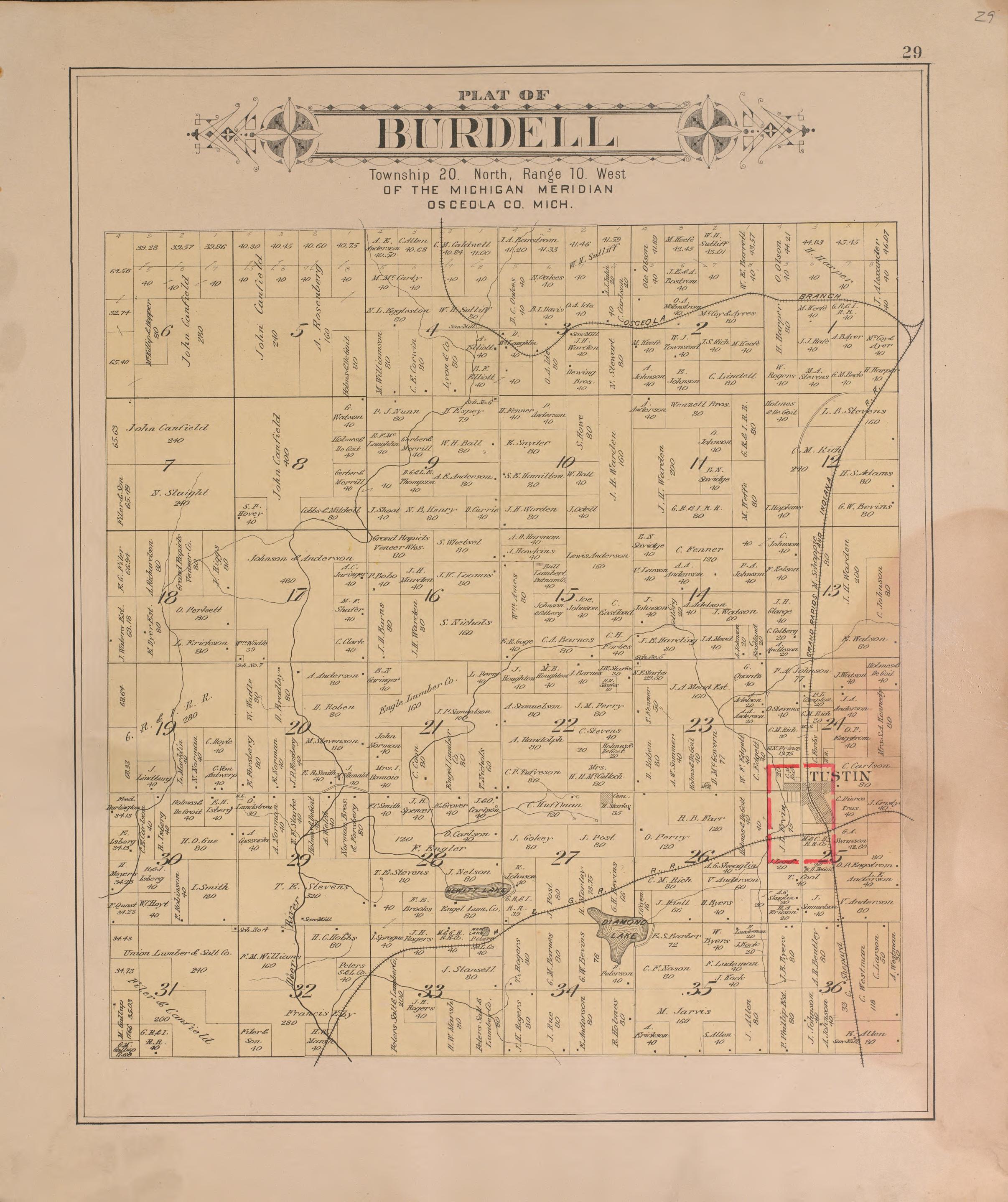 Burdell from Plat Book of Osceola County, Michigan 1900 by Relic Map Company