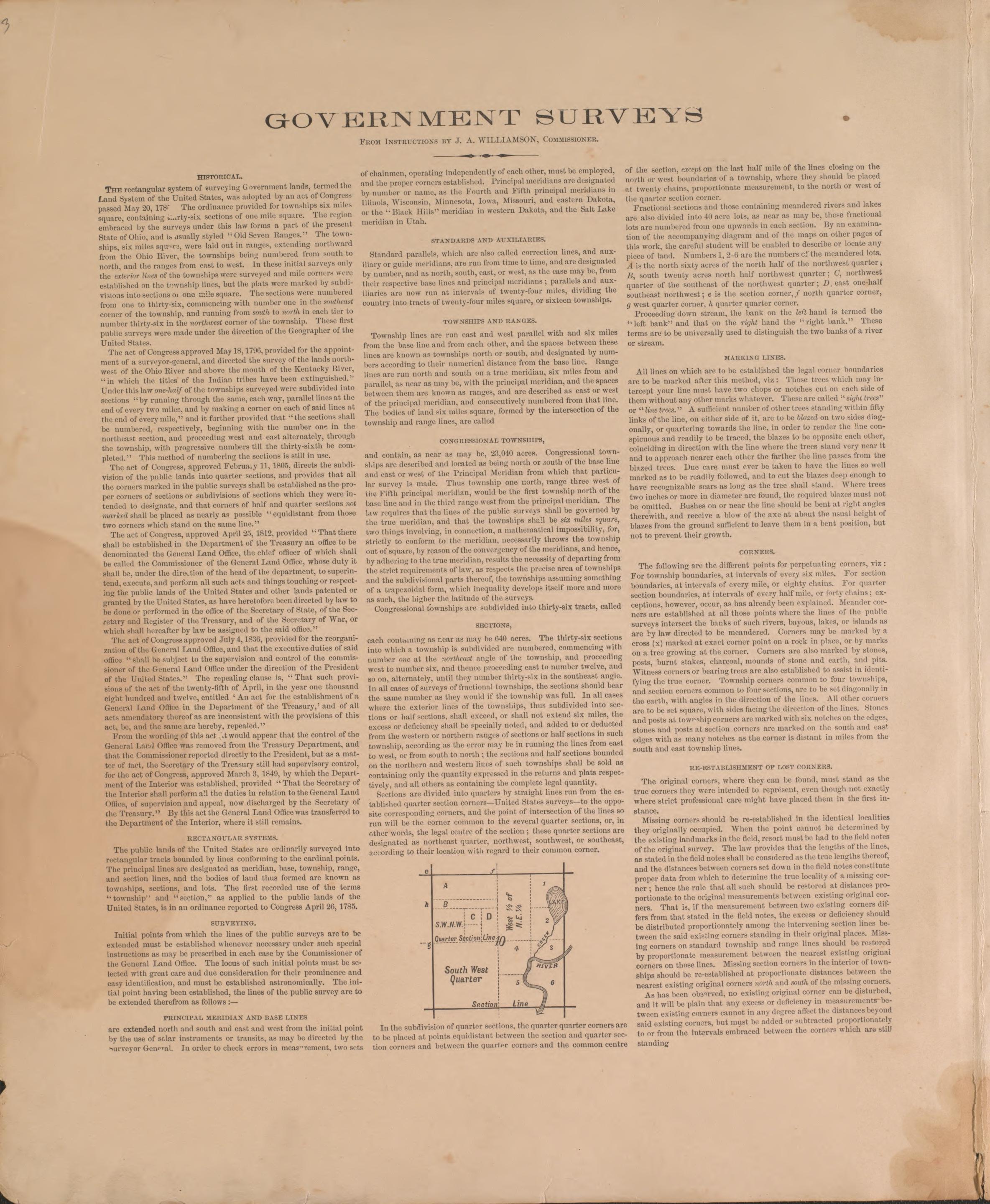Government Surveys from Plat Book of Osceola County, Michigan 1900 by Relic Map Company