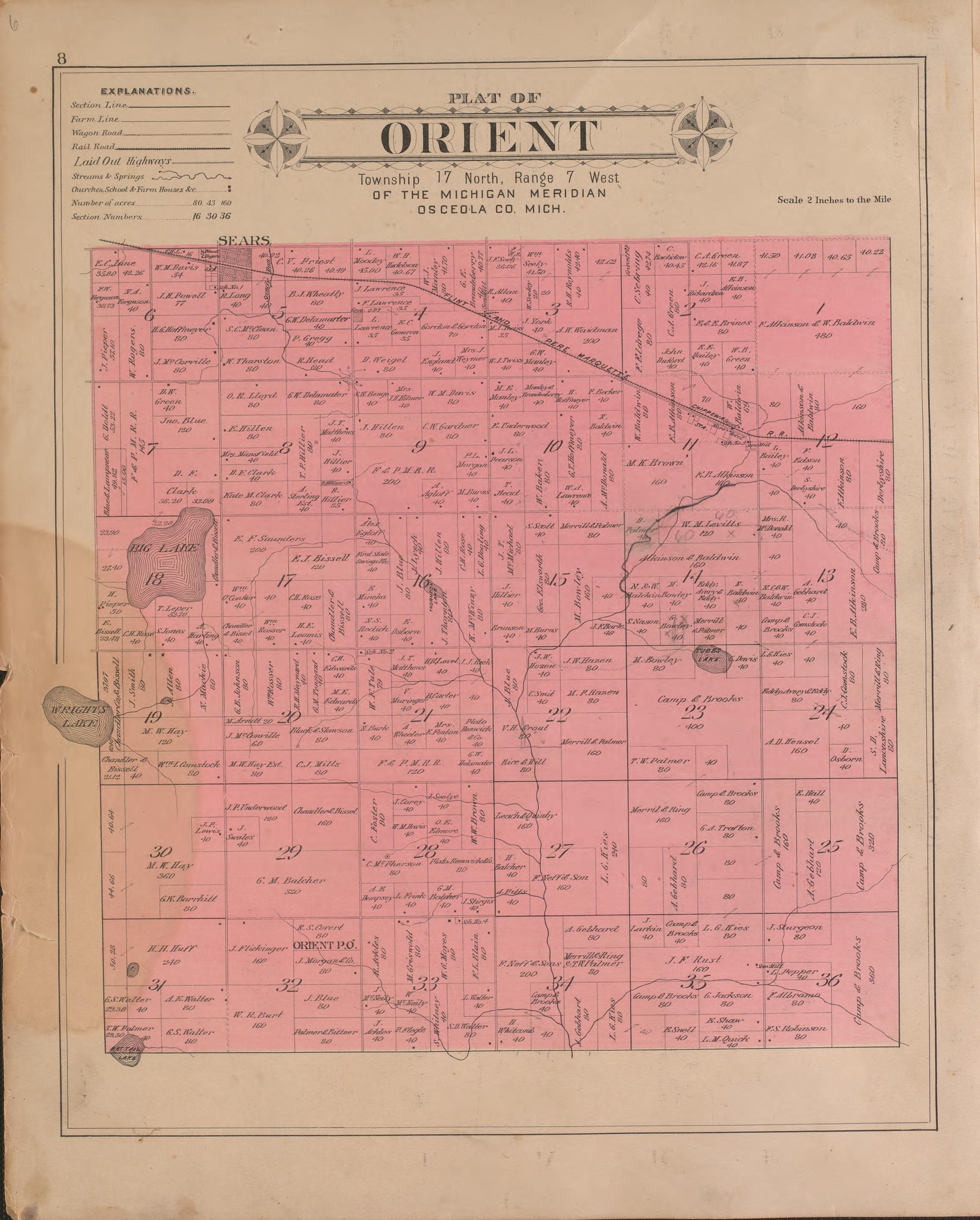 Orient from Plat Book of Osceola County, Michigan 1900 by Relic Map Company