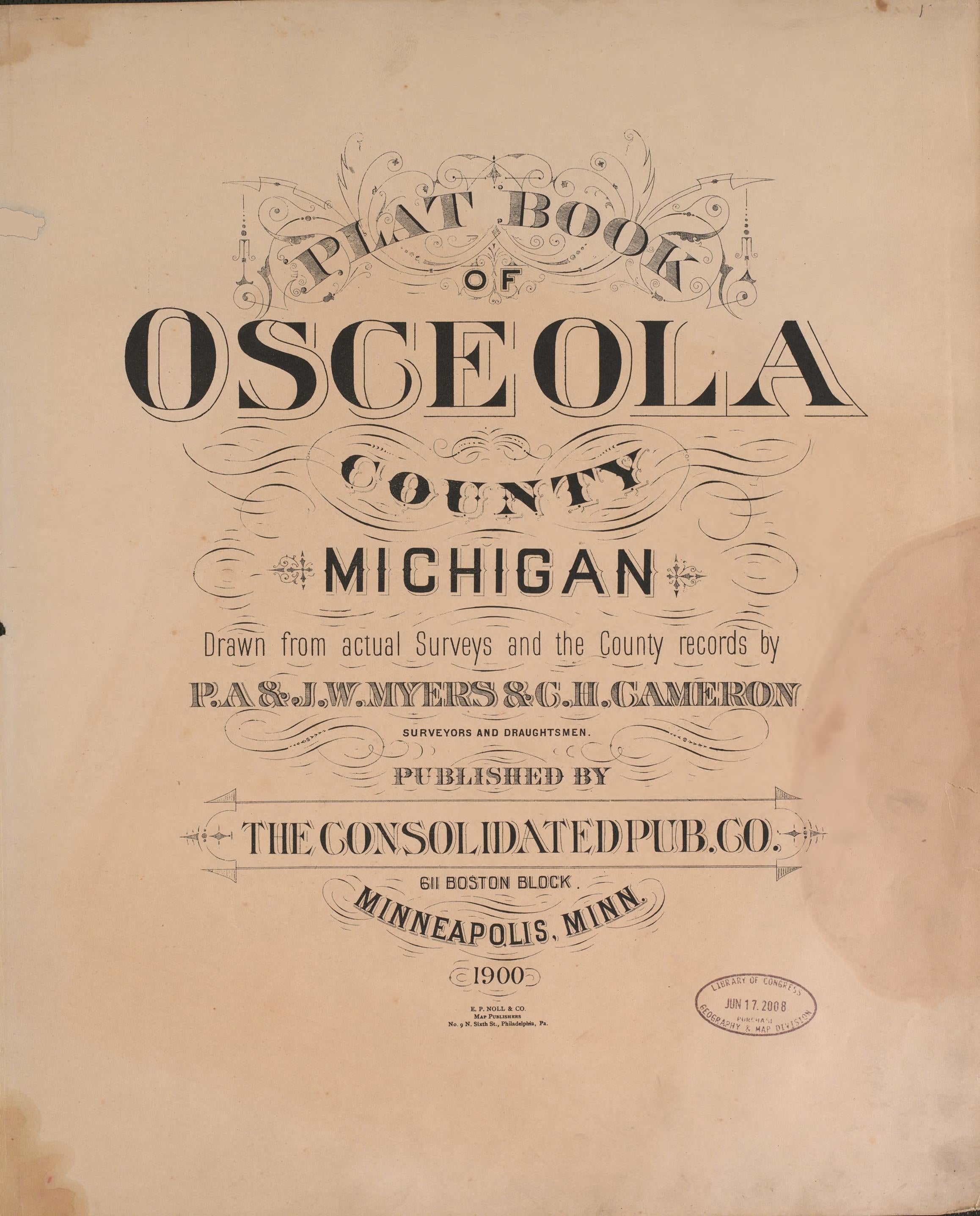 Title Sheet from Plat Book of Osceola County, Michigan 1900 by Relic Map Company