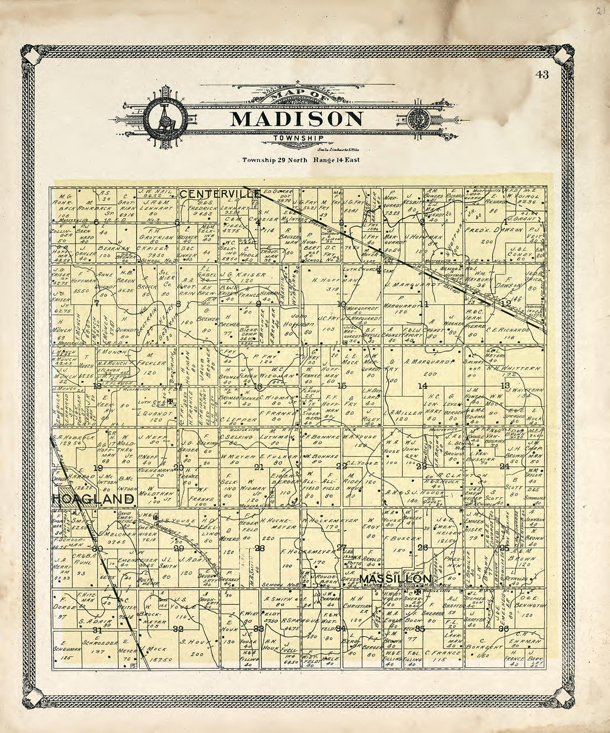 Map of Madison Tonwship from Plat Book of Allen County, Indiana 1907 by Relic Map Company