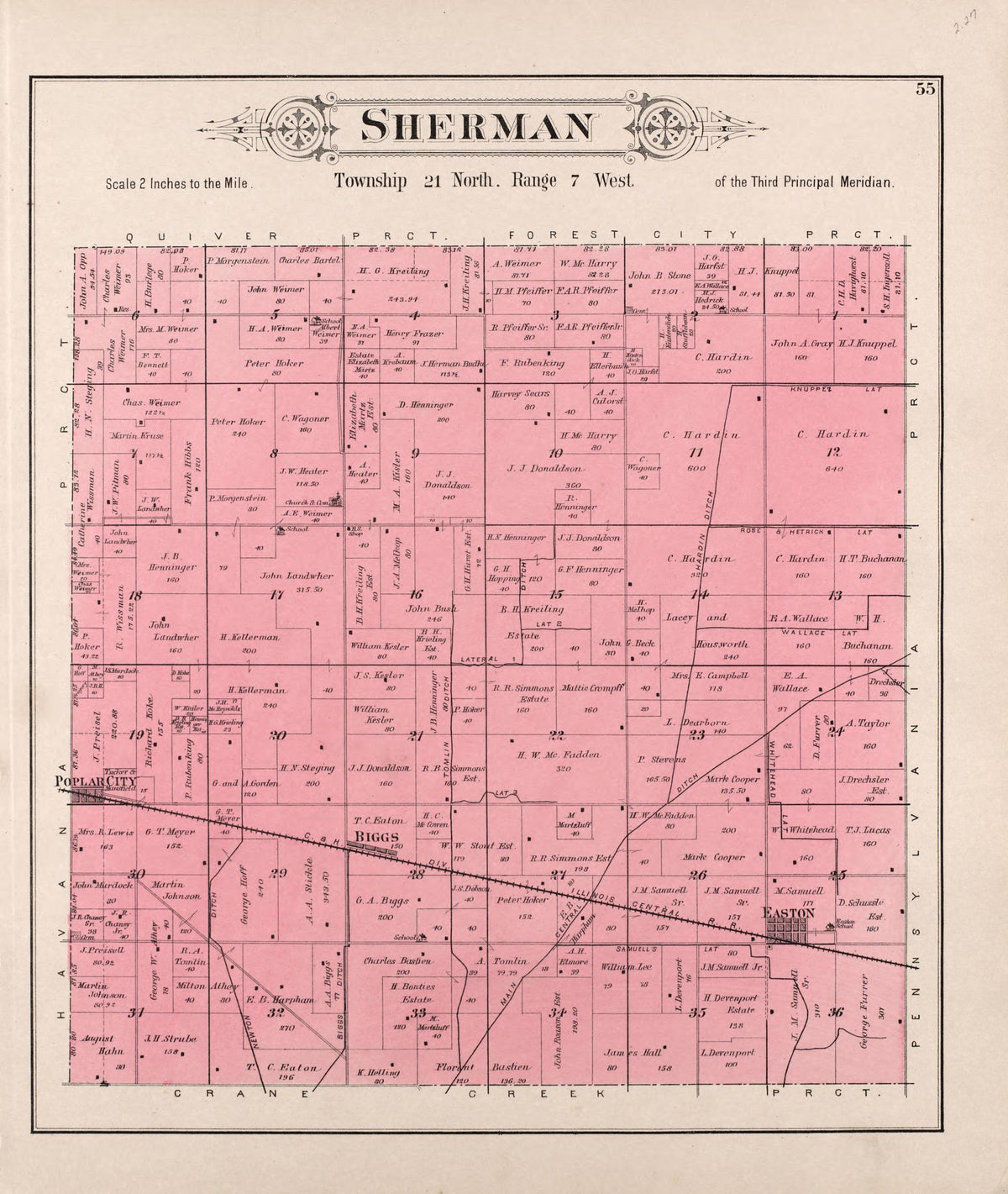 Sherman from Plat Book of Mason County, Illinois 1891 by Relic Map Company