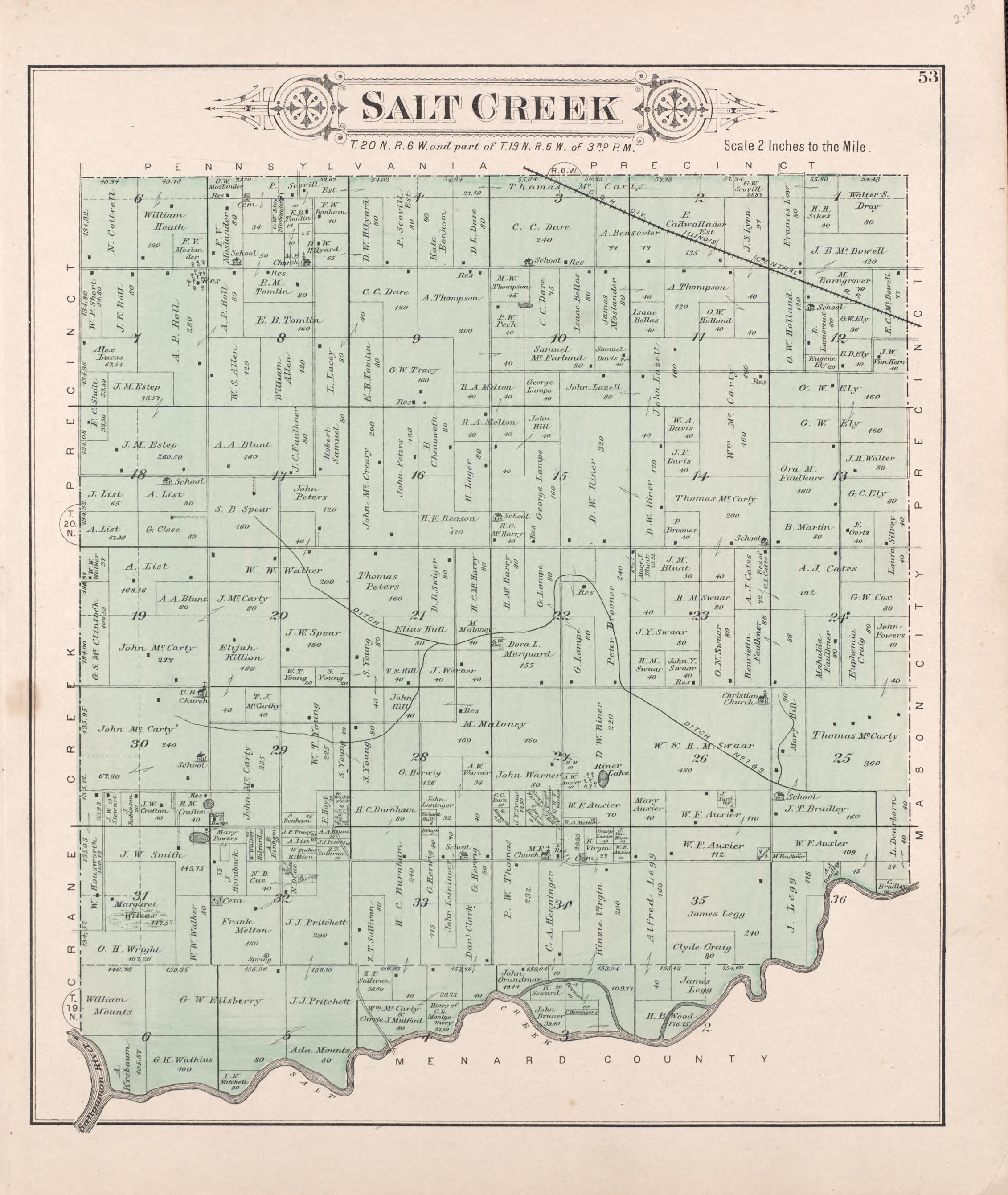 Salt Creek from Plat Book of Mason County, Illinois 1891 by Relic Map Company