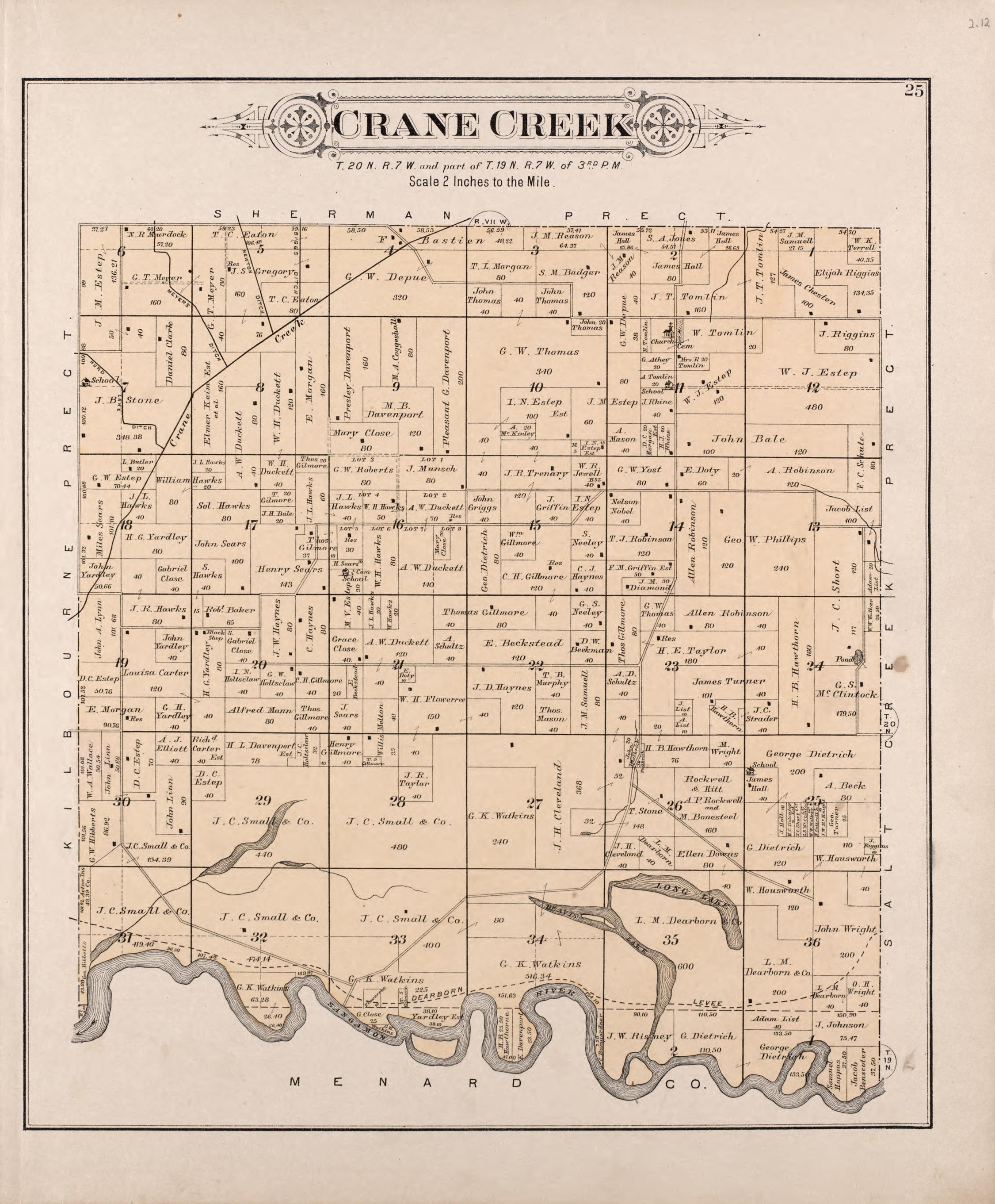 Crane Creek from Plat Book of Mason County, Illinois 1891 by Relic Map Company