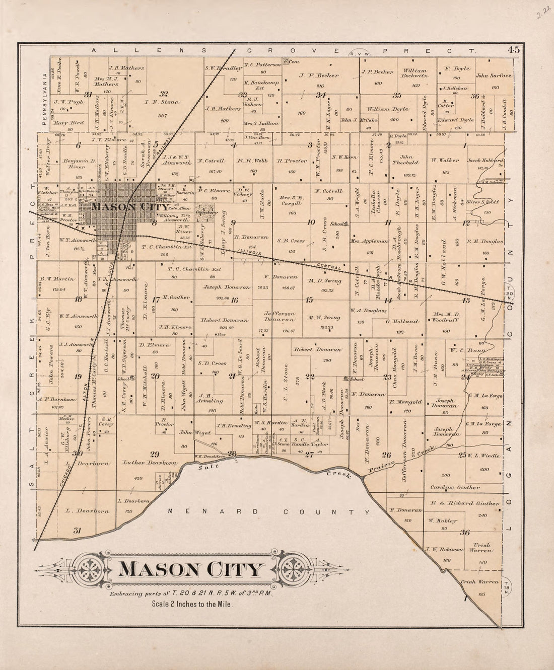 This old map of Illinois, Mason County, was created by Alden, Ogle & Company|Bourquin, F. (Frederick)|Bracher, Wm. (William) in 1891