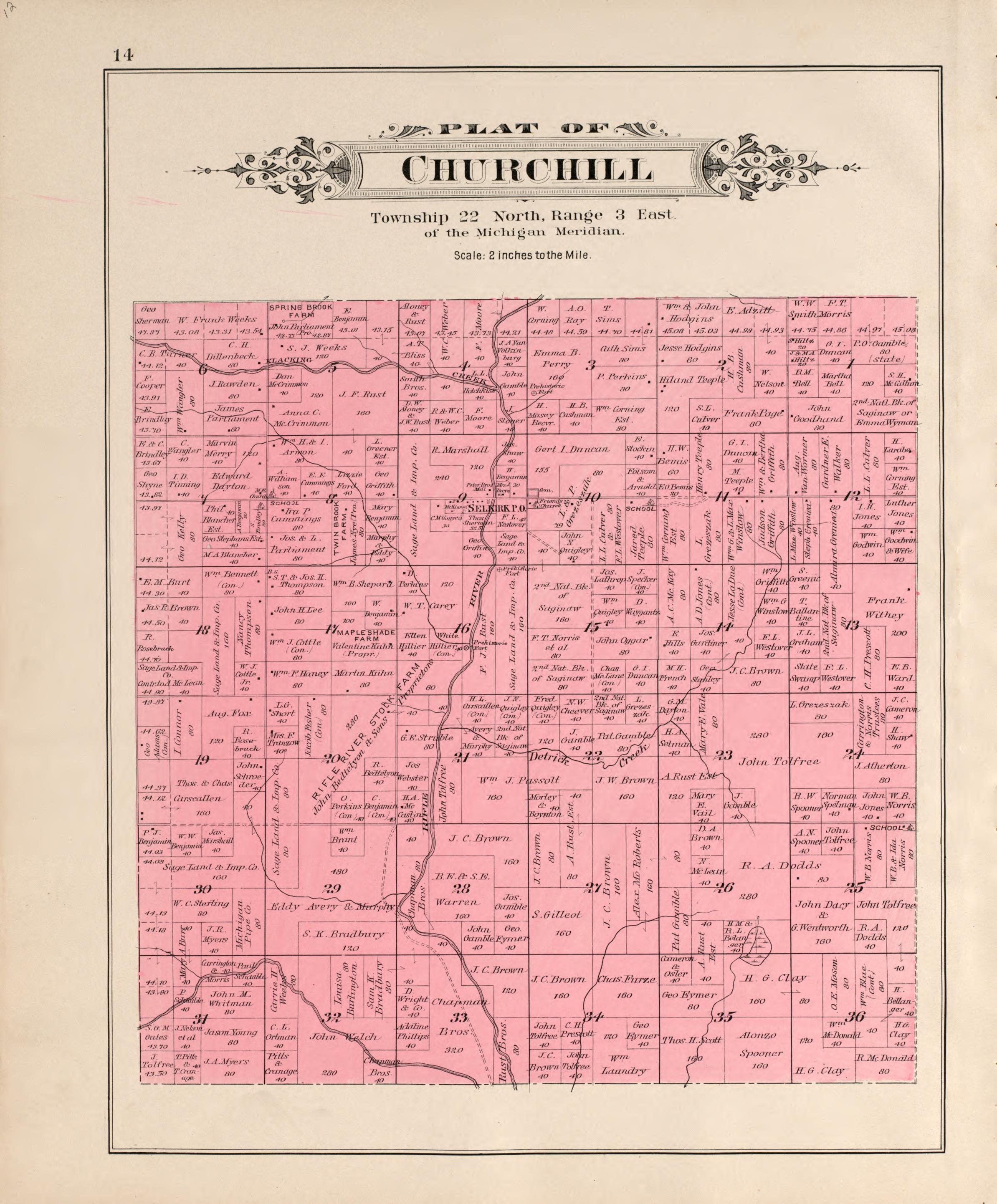 Churchill from Plat Book of Ogemaw County, Michigan 1903 by Relic Map Company